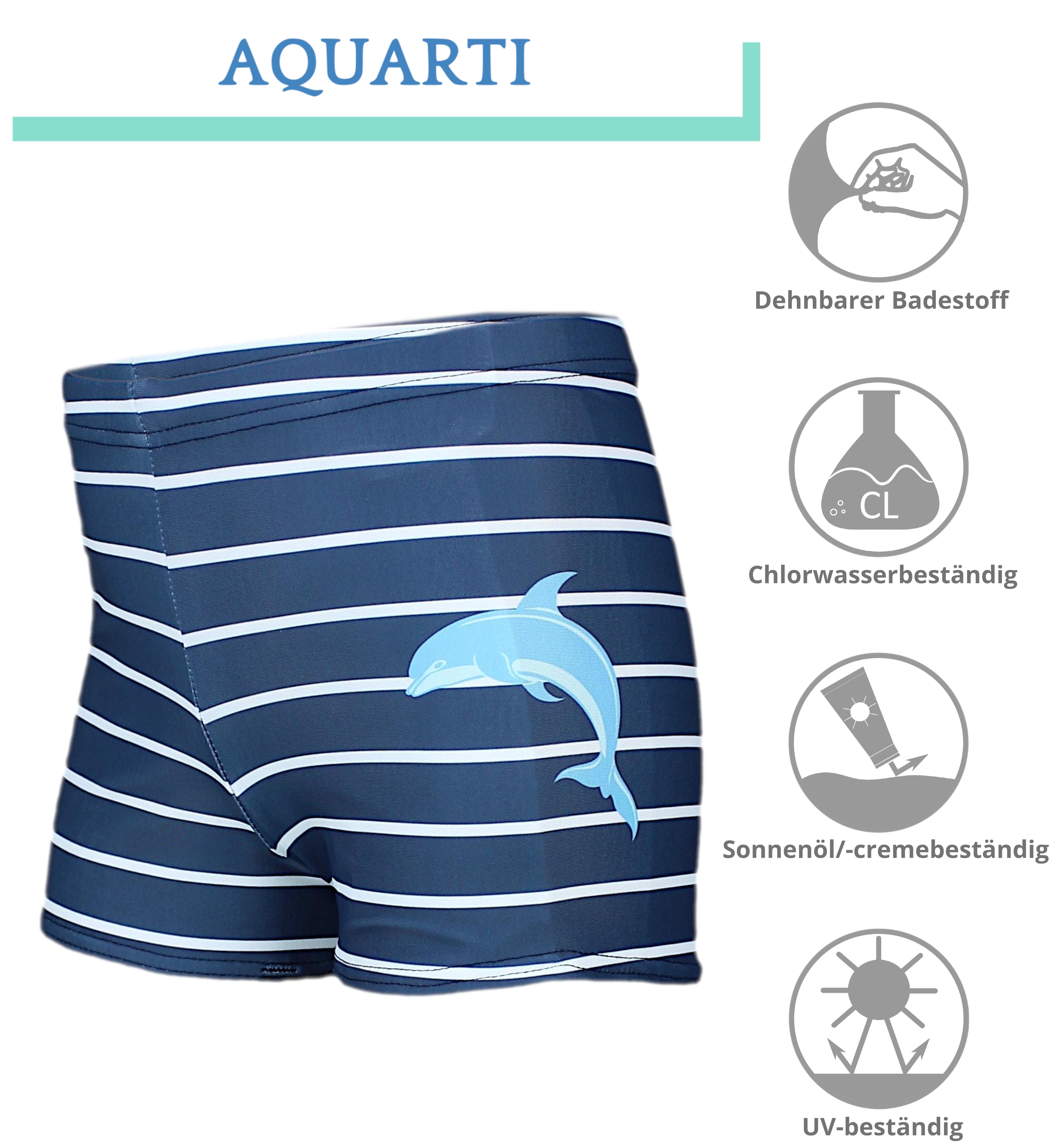 Aquarti Badehose Aquarti Gestreift / Dunkelblau Delfin Jungen mit Badehose Motiven Streifen