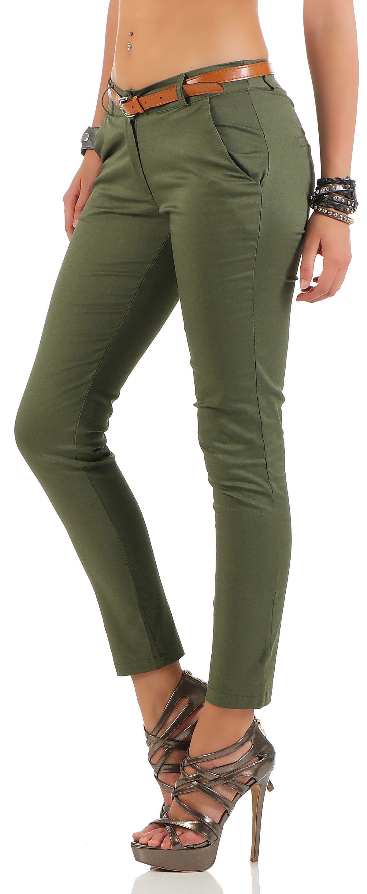malito more than fashion Chinohose malito Damen Chinohose mit Gürtel, Stret günstig online kaufen