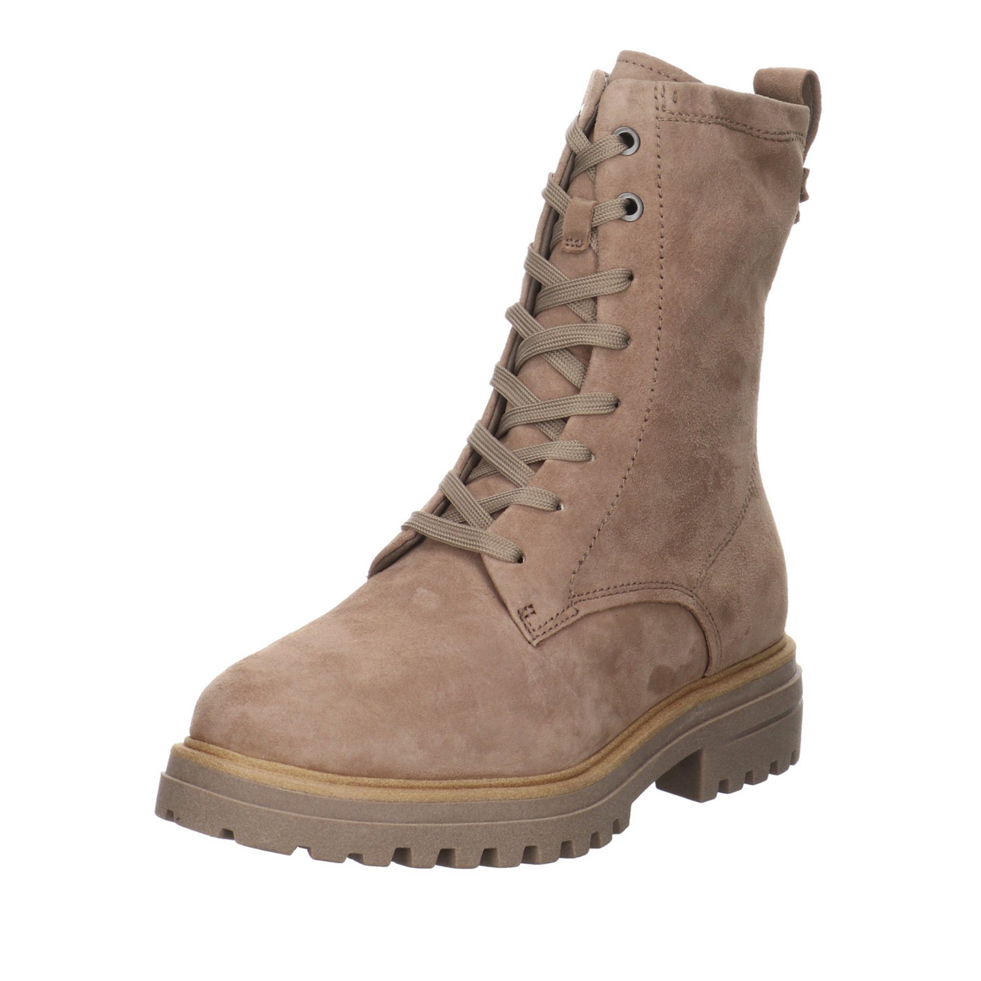 Boots Freizeit Tamaris (TAUPE Damen SUEDE) Schnürstiefelette Stiefeletten Elegant Braun Schuhe Veloursleder