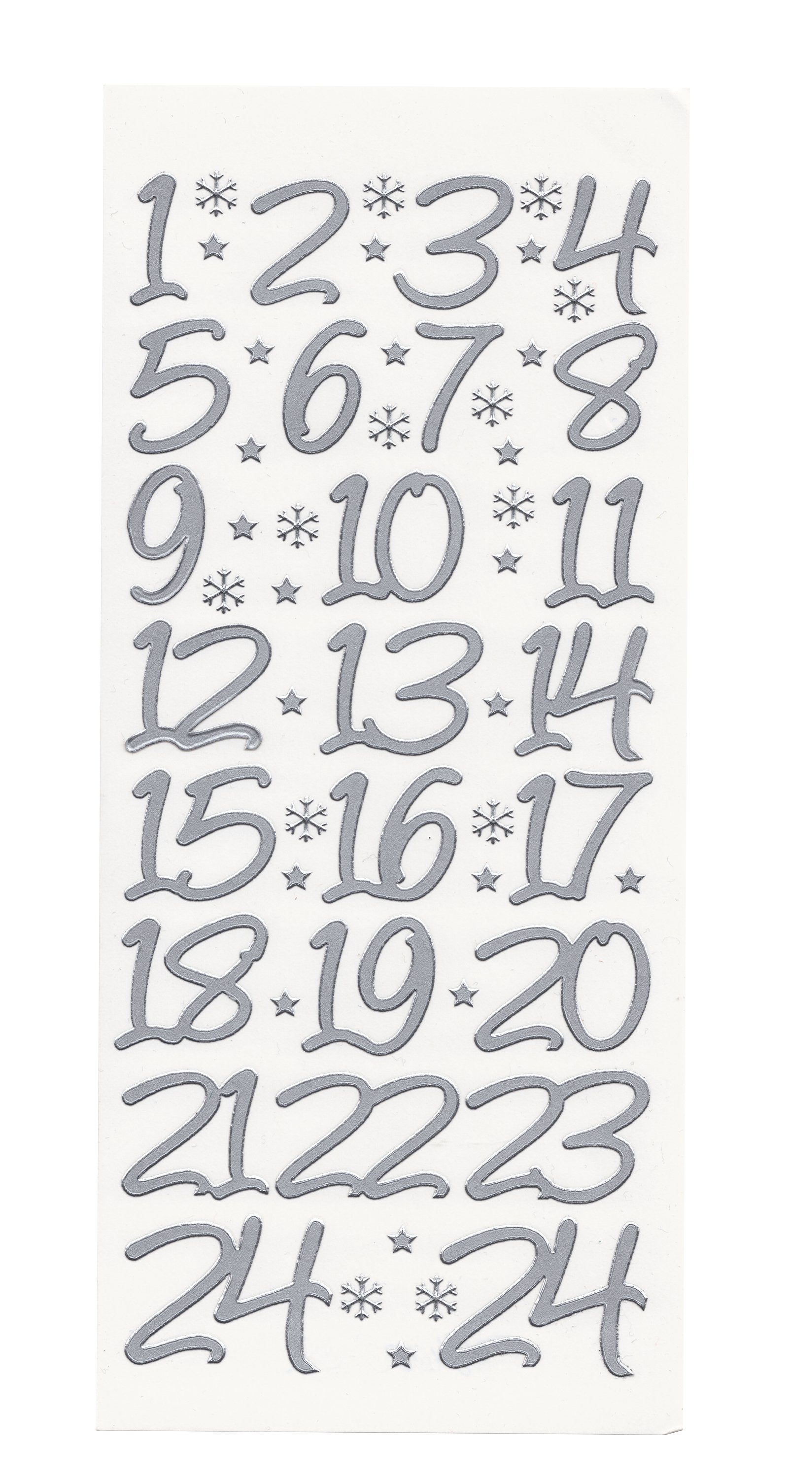 Reliefsticker Adventszahlen 1 und 2 cm selbstklebend gold oder silber Gold