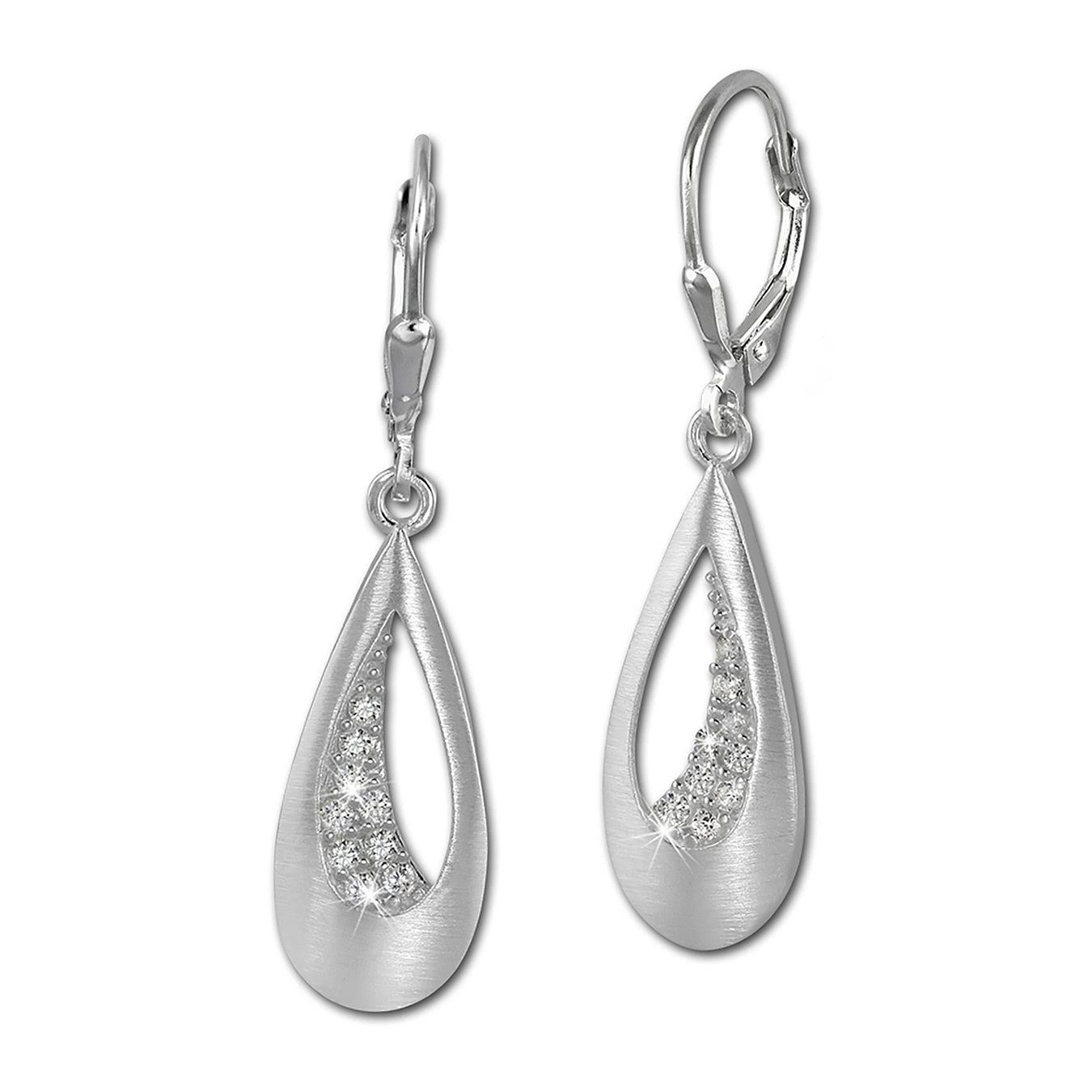 SilberDream Paar Ohrhänger SilberDream Ohrringe Damen 925 Silber (Ohrhänger), Damen Ohrhänger Tropfen aus 925 Sterling Silber, Farbe: silber, weiß