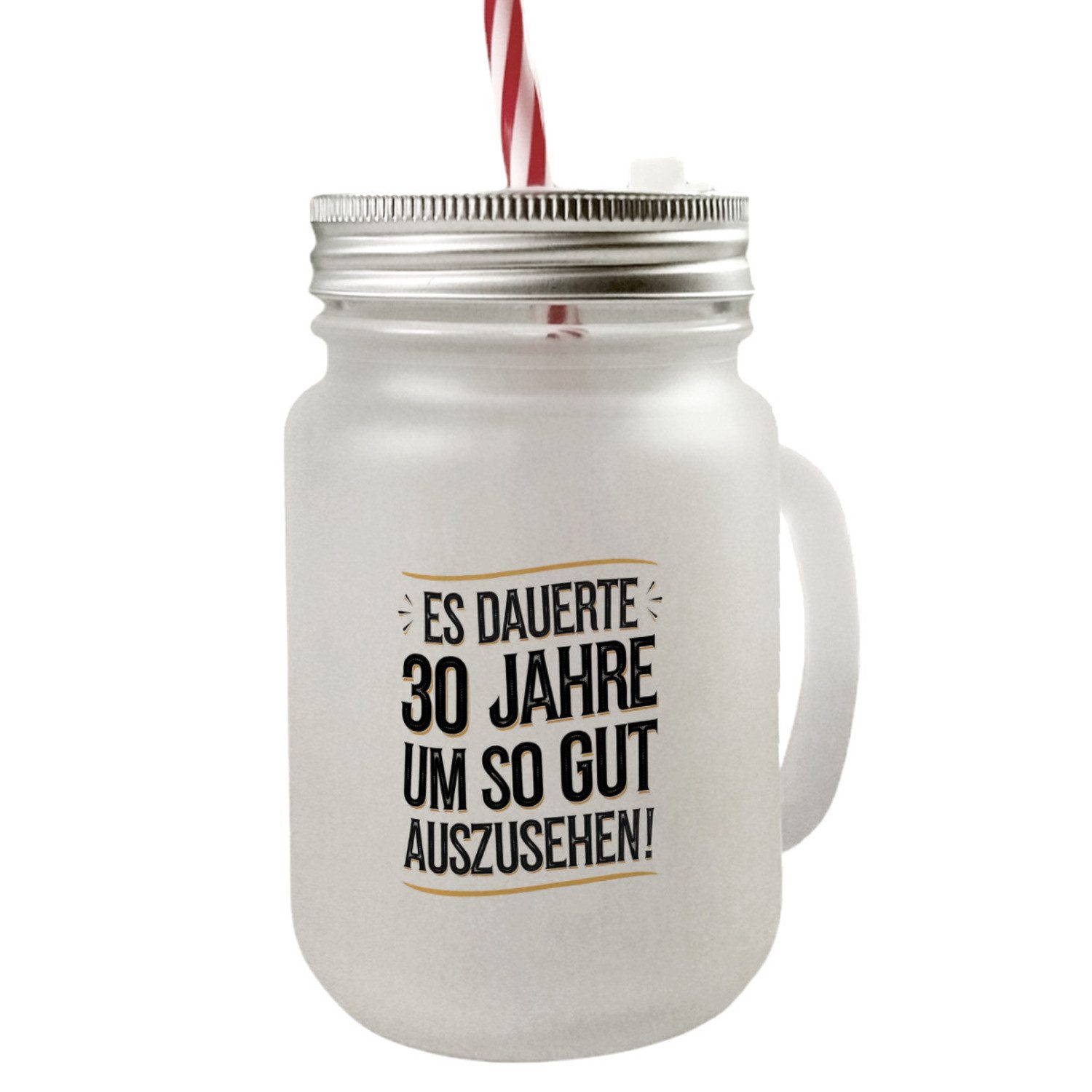 Glas Es dauerte 30 Jahre Retro Mason Jar Henkel Trinkglas mit Deckel