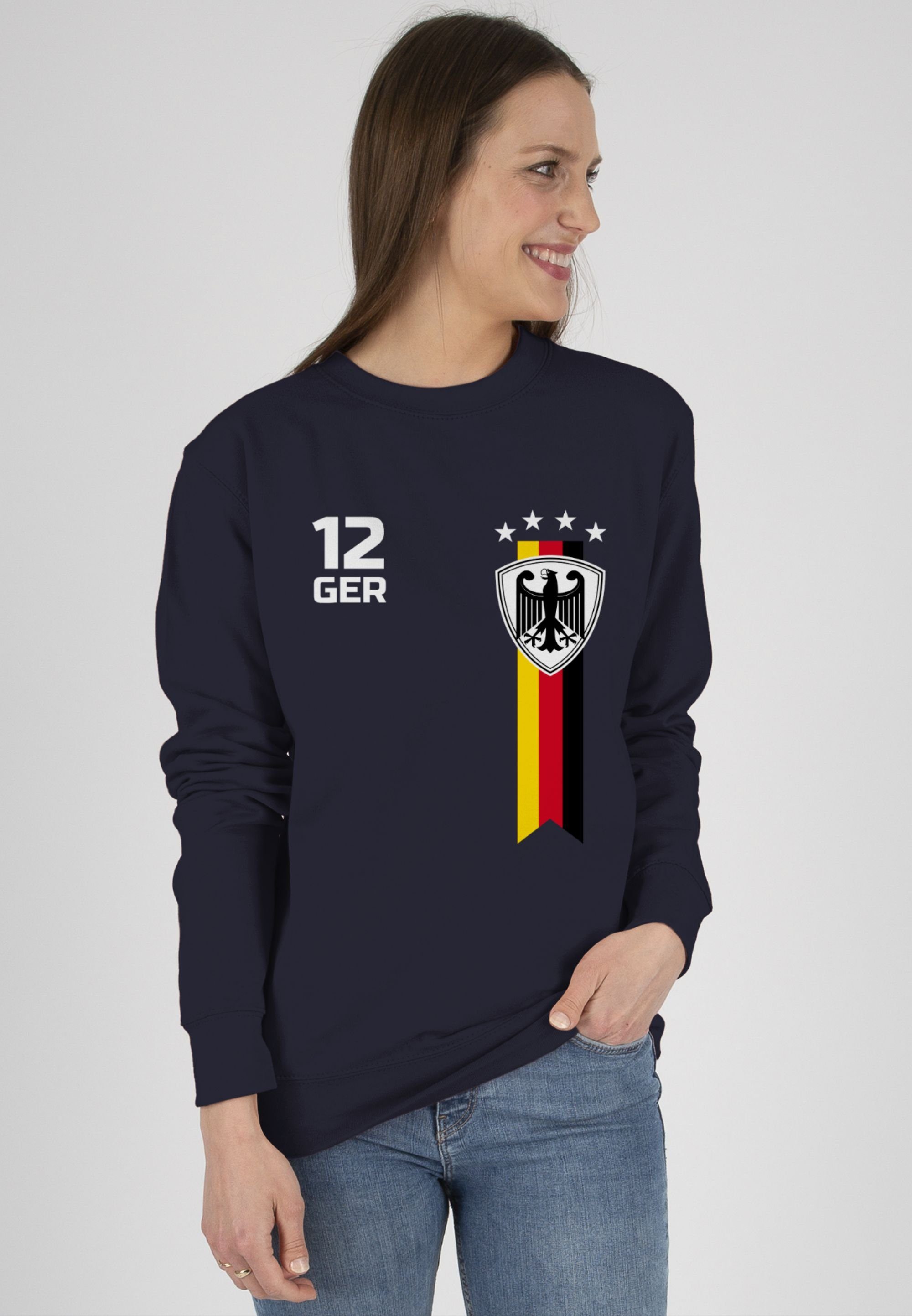 Sweatshirt Dunkelblau WM Fussball Deutschland 2024 (1-tlg) 3 Shirtracer EM Fan