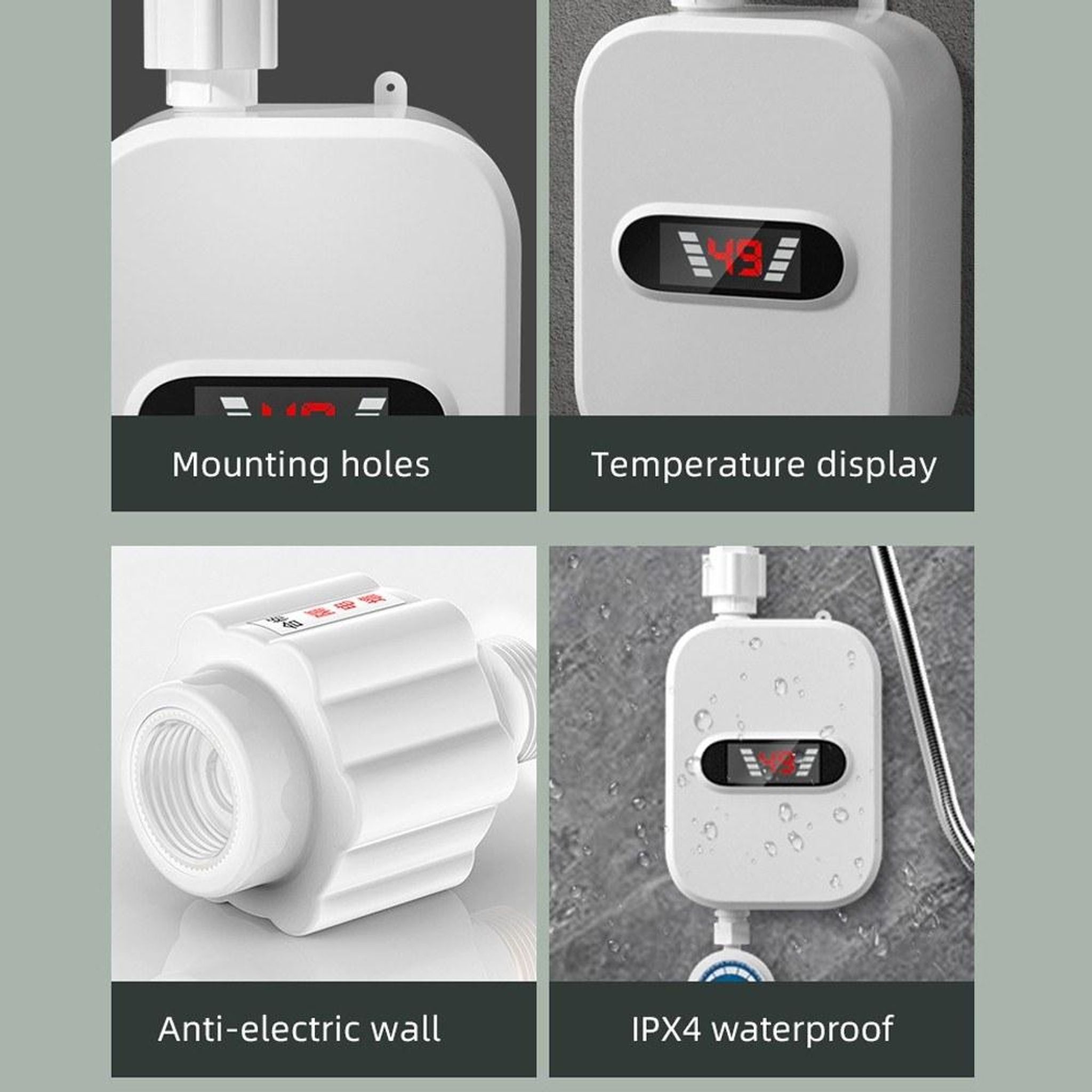 FELIXLEO Küchenarmatur Elektrischer Durchlauferhitzer LCD Edelstahl für Dusche – Bild 4 von 5