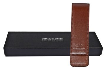 Brown Bear Schreibgeräteetui Golf 02 - Fülleretui aus Echtleder für zwei Stifte, mit Magnetverschluss für Damen und Herren Braun