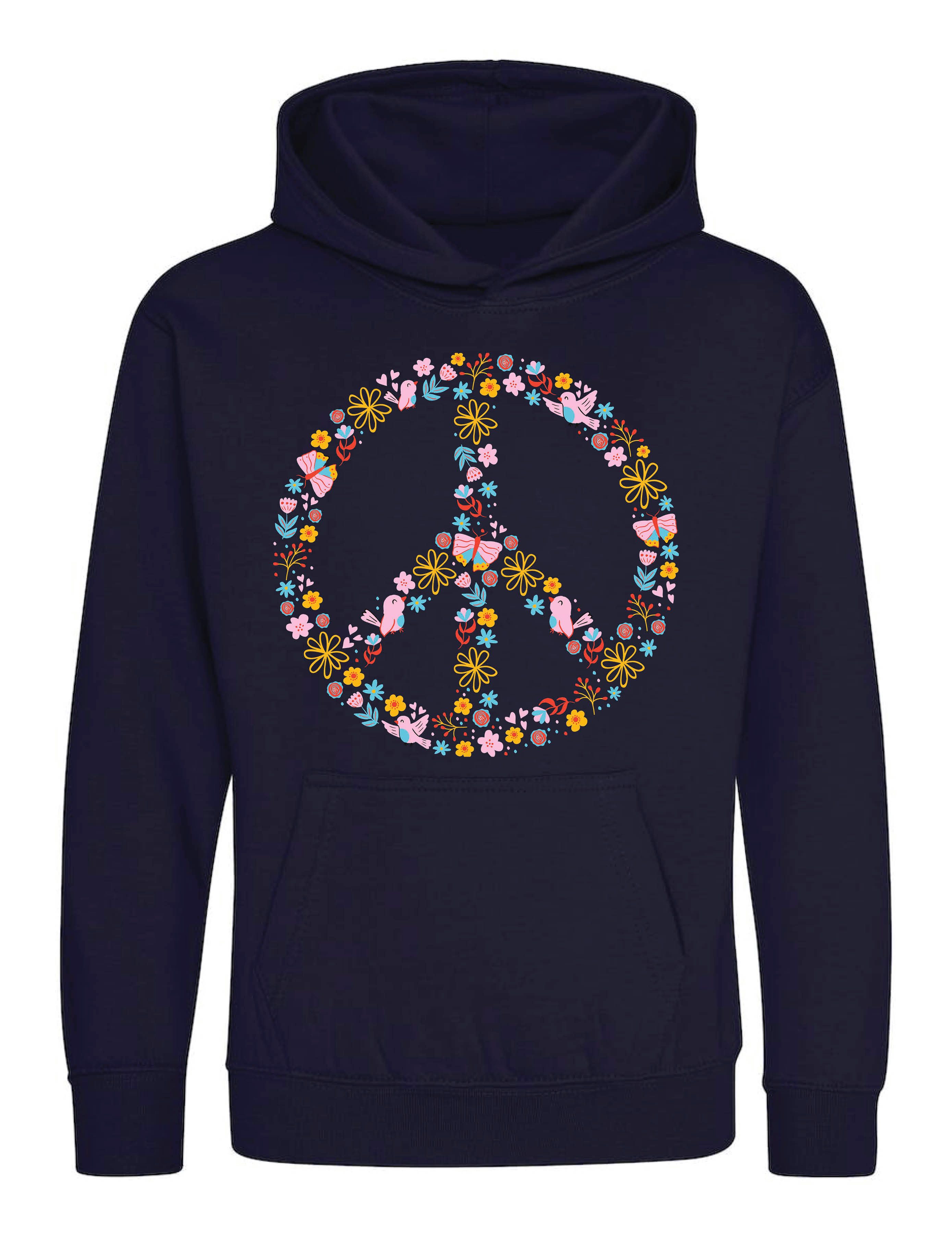 Kapuzenpullover Peace Flowers Kinder Hoodie Pullover