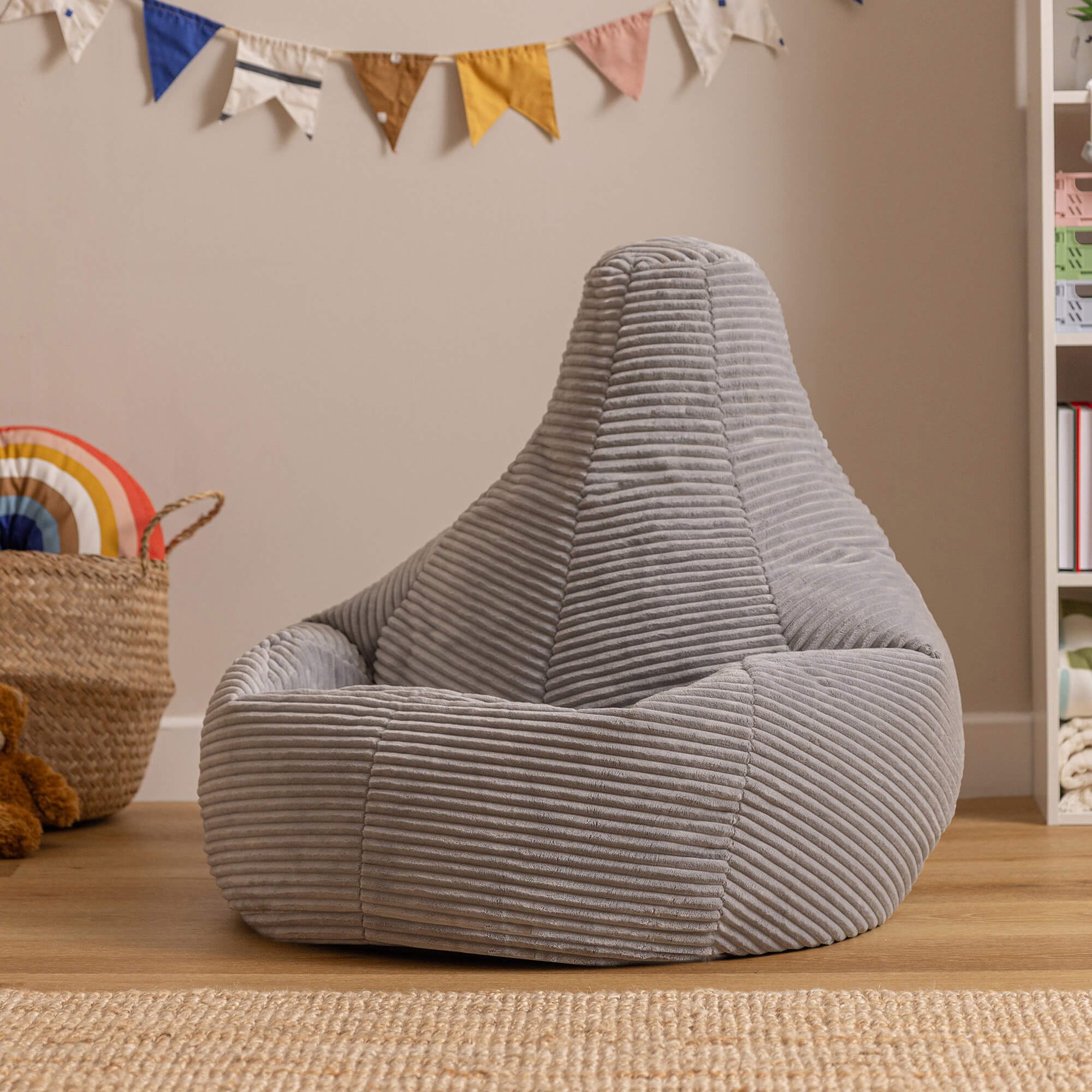 icon Sitzsack Kinder Sessel aus Cord Flauschig „Dalton", 69x59x65cm, Made in Germany, für Kinderzimmer, mit Füllung – Bild 2 von 5