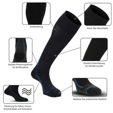 Laufsocken Kompressionsstrümpfe sports Kompressions Socken Laufsocken sport performance kniestrümpfe socken herren damen stutzenstrümpfe (Beutel, 2 Paar) Schwarz Funktionsocken