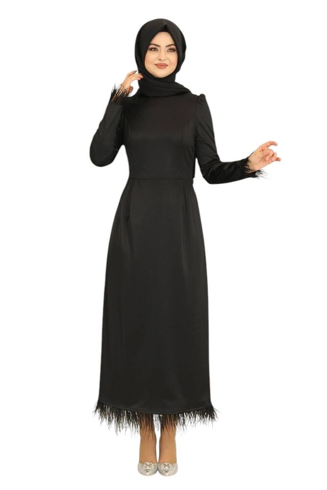 fashionshowcase Satinkleid Damen Abendkleid schlicht Abiye günstig online kaufen