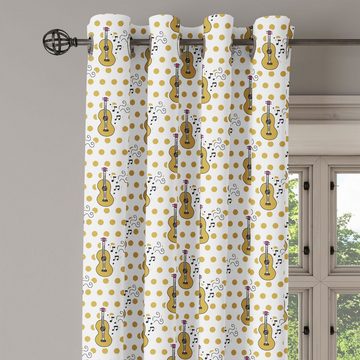 Gardine Dekorative 2-Panel-Fenstervorhänge für Schlafzimmer Wohnzimmer, Abakuhaus, Gitarre Retro handgezeichneten Stil