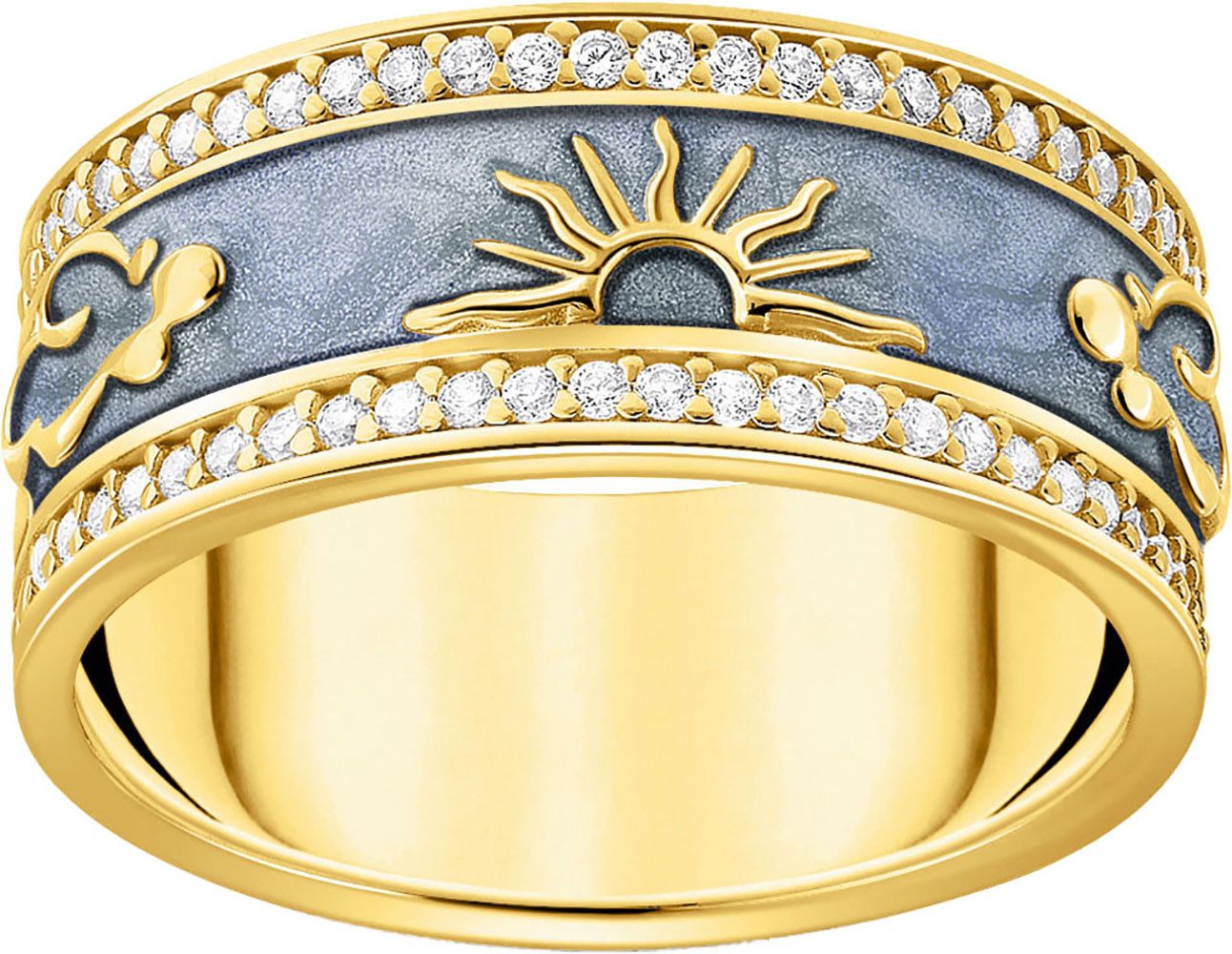 Fingerring blau mit kosmischen Symbolen, TR2450-565-1-52-60