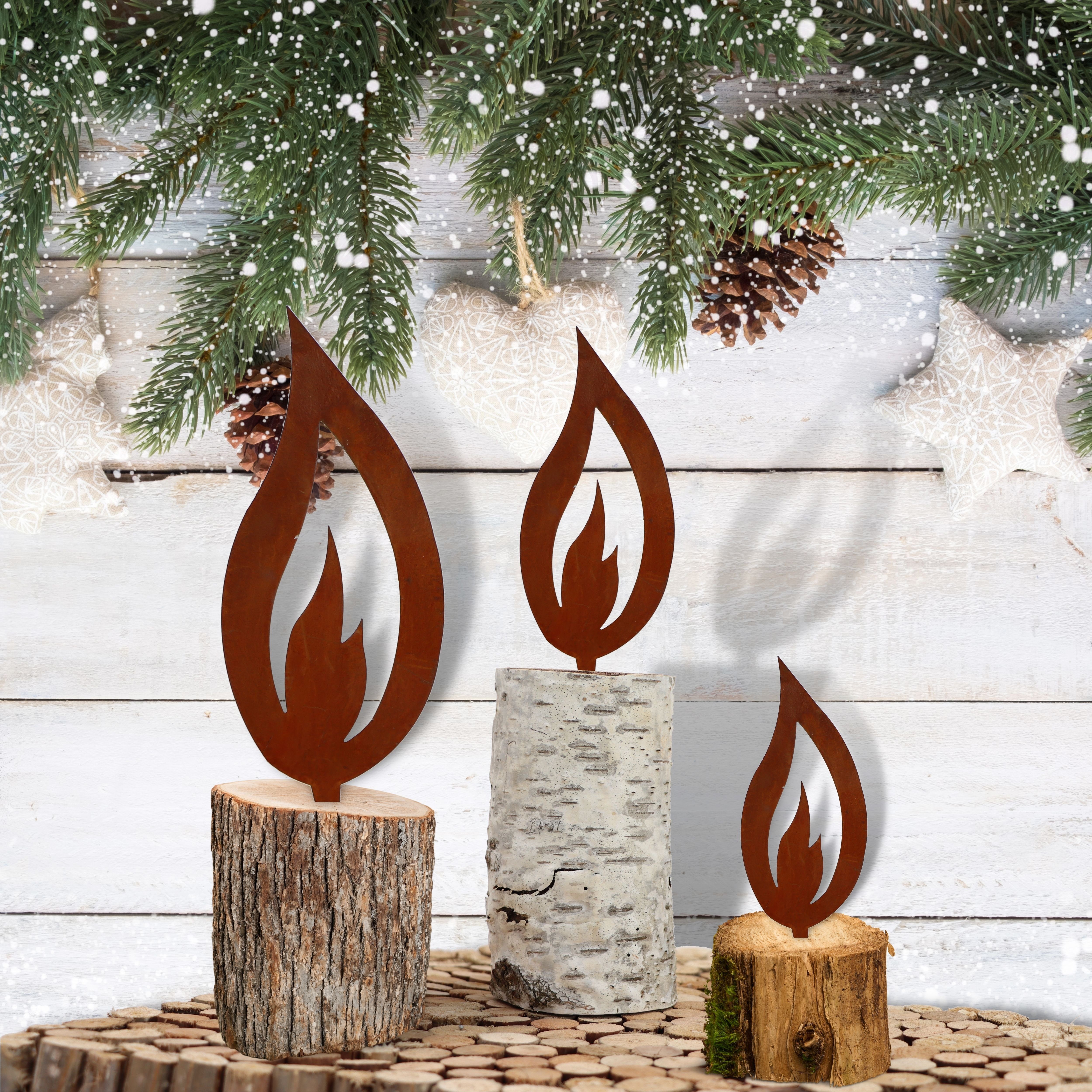 Rostikal Gartenstecker Flammen Rost (10-St) Dekostecker Deko Echter Weihnachten