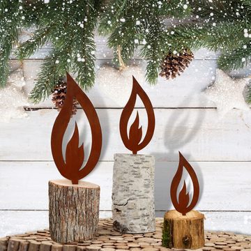 Rostikal Gartenstecker Flammen Dekostecker Weihnachten Deko (10-St) Echter Rost