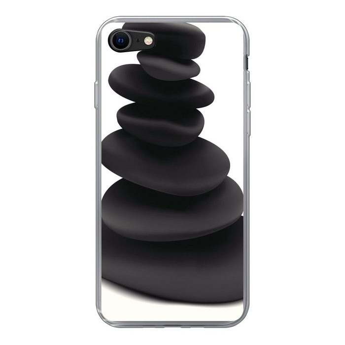 MuchoWow Handyhülle Stapel mit Zen-Steinen Handyhülle Apple iPhone 8 Smartphone-Bumper Print Handy Schutzhülle
