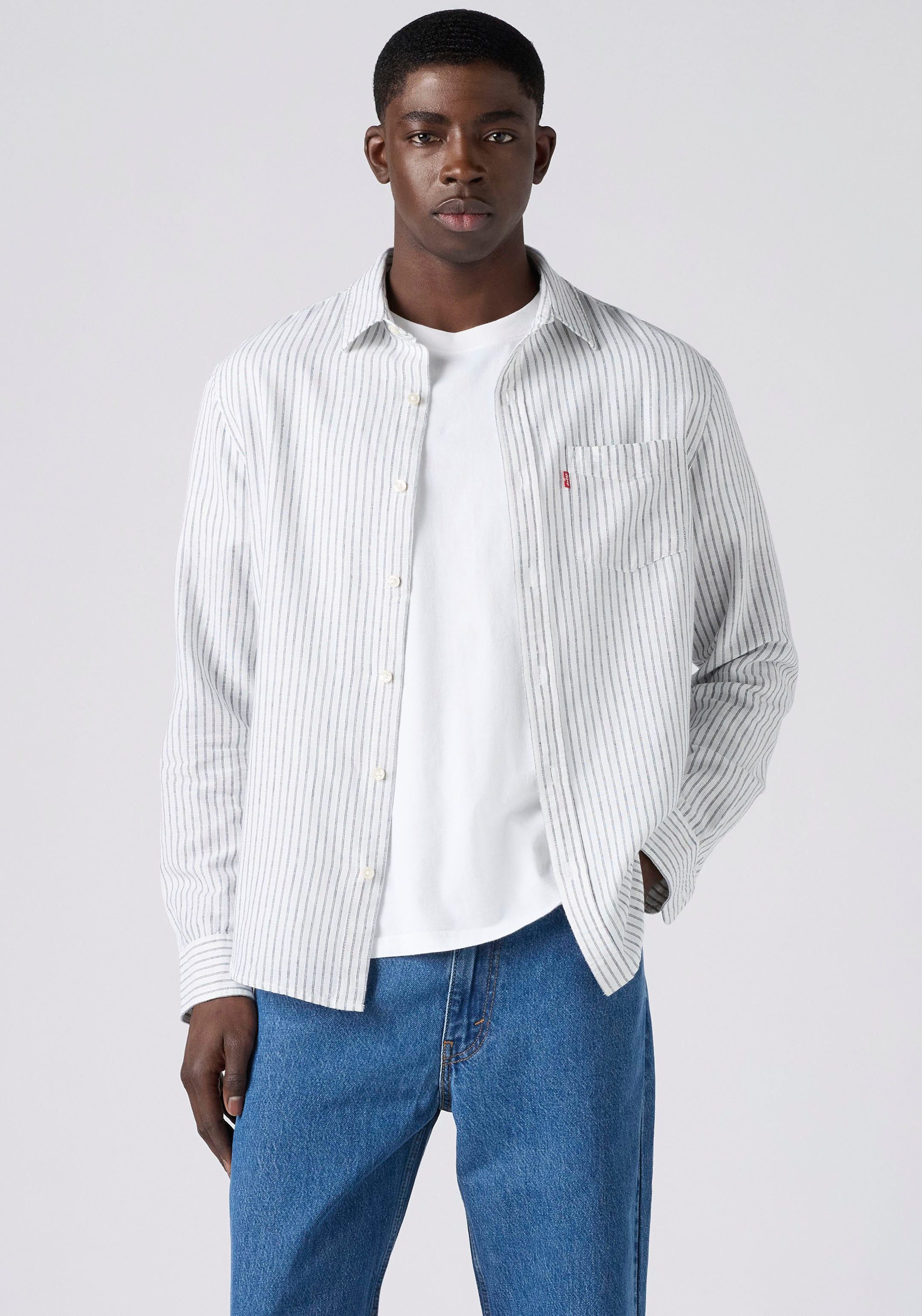 Levi's® Langarmhemd SUNSET 1 POCKET STANDARD Leinen- Struktur