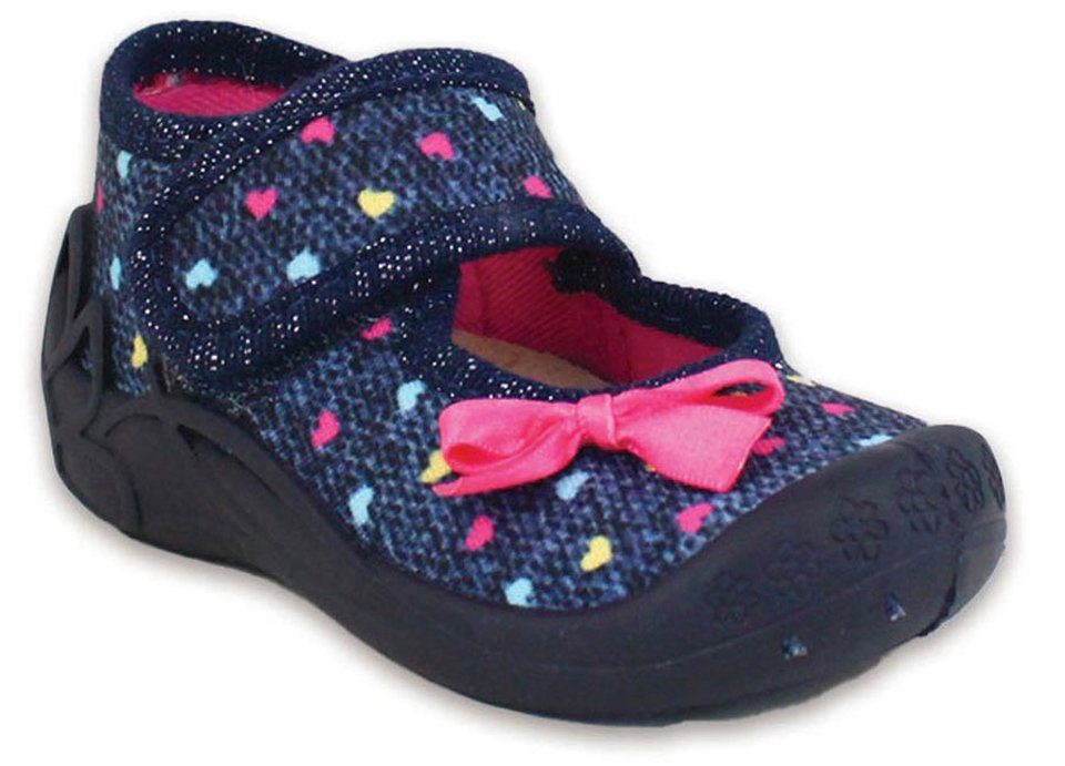 Beck Kleinkind Hausschuh Little Loop Hausschuh (Leder-Decksohle, atmungsaktive Materialien) flexible rutschfeste Laufsohle, verstellbarer Klettverschluss