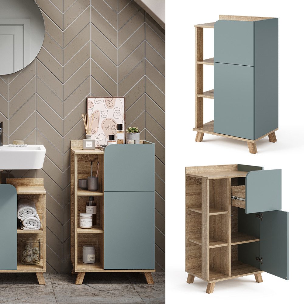 Vicco Midischrank Karen, Sonoma/Blau-Grau, 50 x günstig online kaufen
