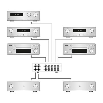 Dynavox AUX-S Pro Audioverstärker (Cinch-Erweiterungs-Umschalter, 5 Cinch-Eingänge, 2 Verstärker-Eingänge)