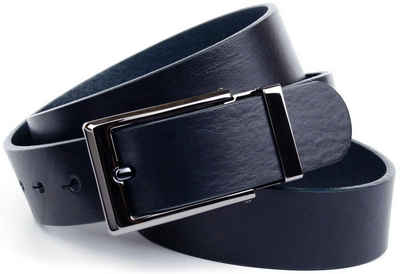 Anthoni Crown Ledergürtel mit schwarz glänzender Schließe