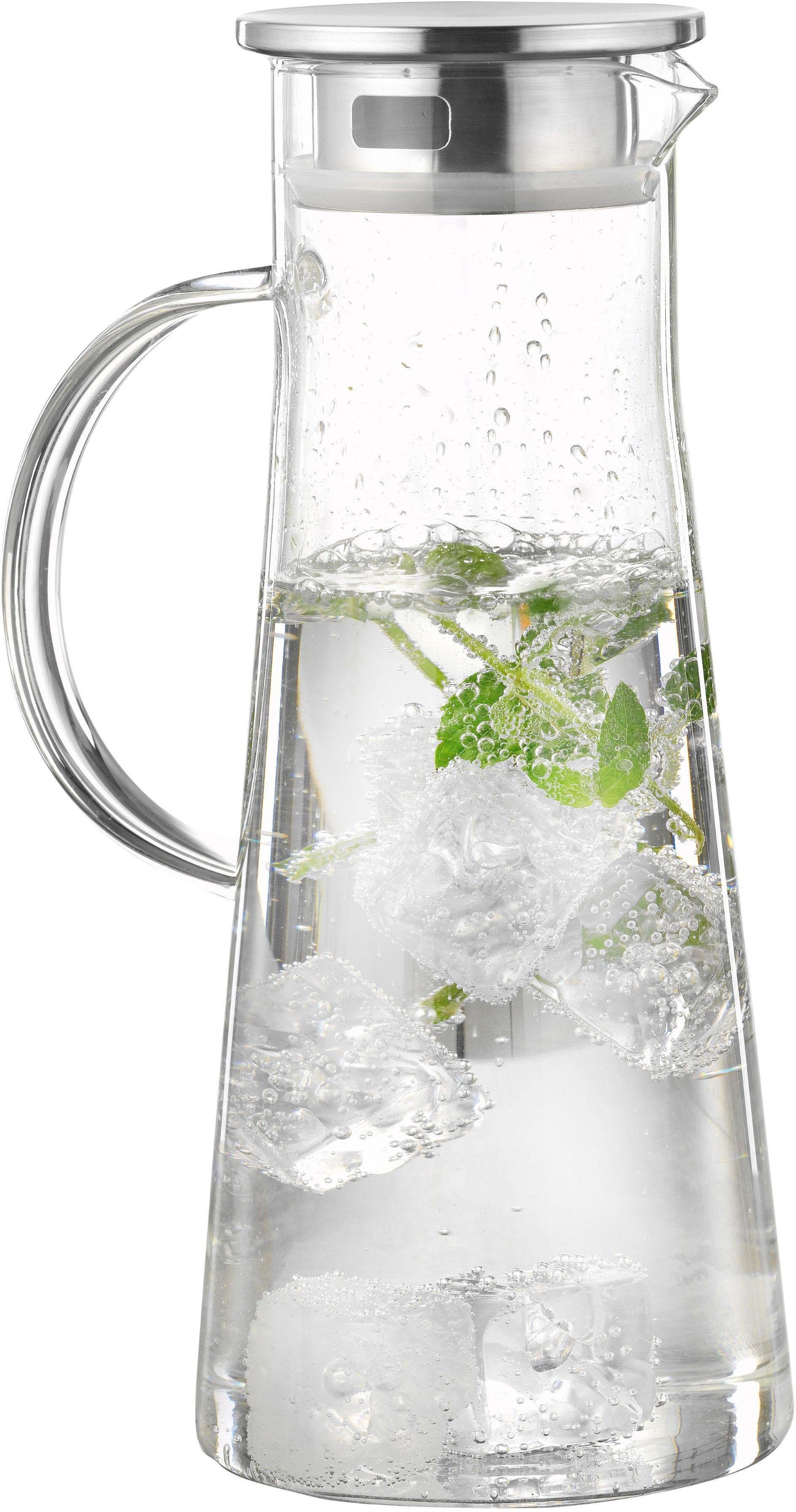 LEONARDO HOME Karaffe Brioso 1 Liter – Glas, Mit Silikondeckel | Handgefertigt, Passt In Kühlschrankfach