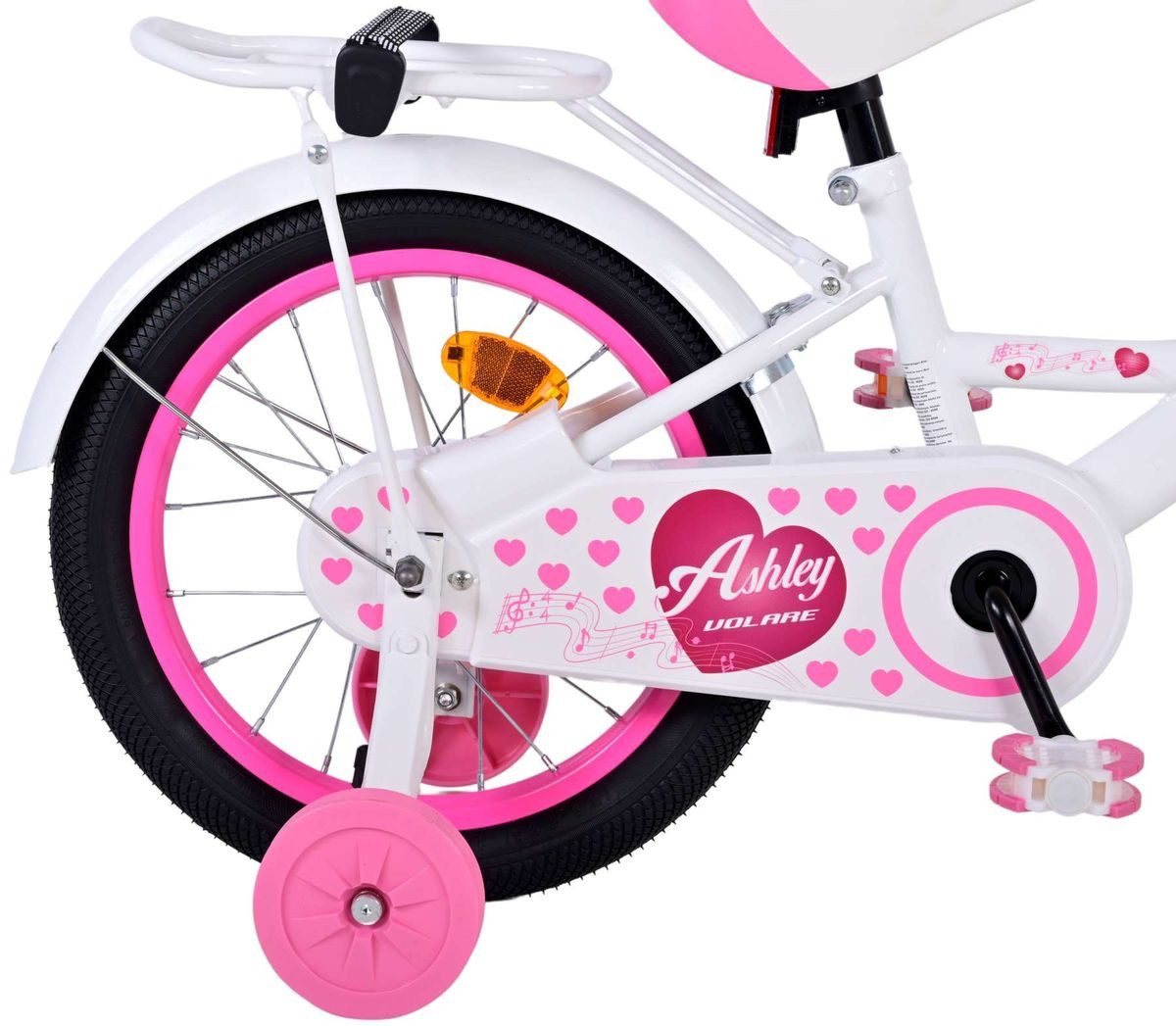 Volare Kinderfahrrad 16 Zoll Kinder Mädchen Fahrrad Mädchenfahrrad Rad Bike Ashley 31630, 1 Gang, Rücktrittbremse, Gepäckträger, Stützräder, Korb,Seitenständer