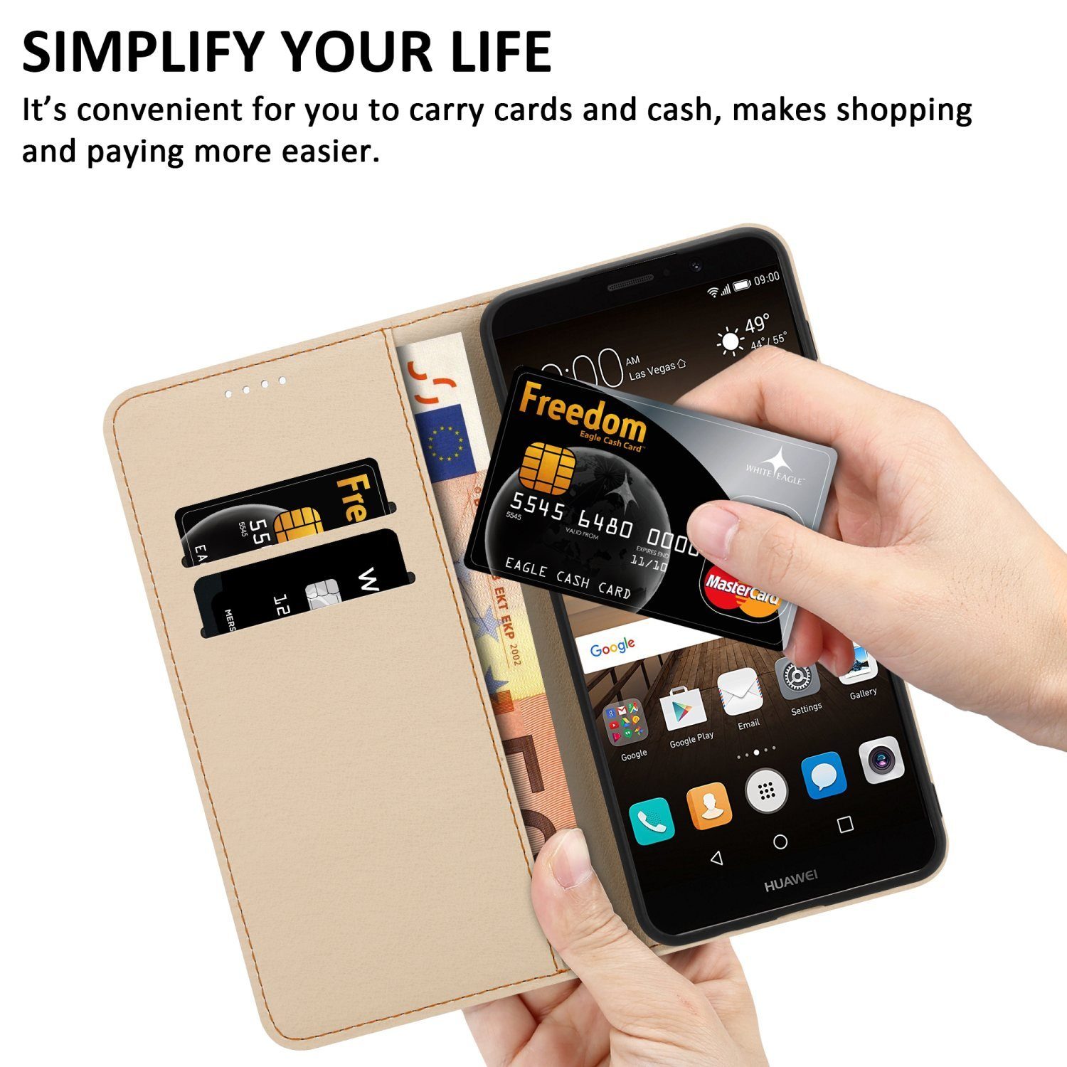 Cadorabo Handyhülle für Huawei MATE 9 Hülle Huawei MATE 9, Handy Schutzhülle - Hülle, Standfunktion, Kartenfach, Magnetverschluss