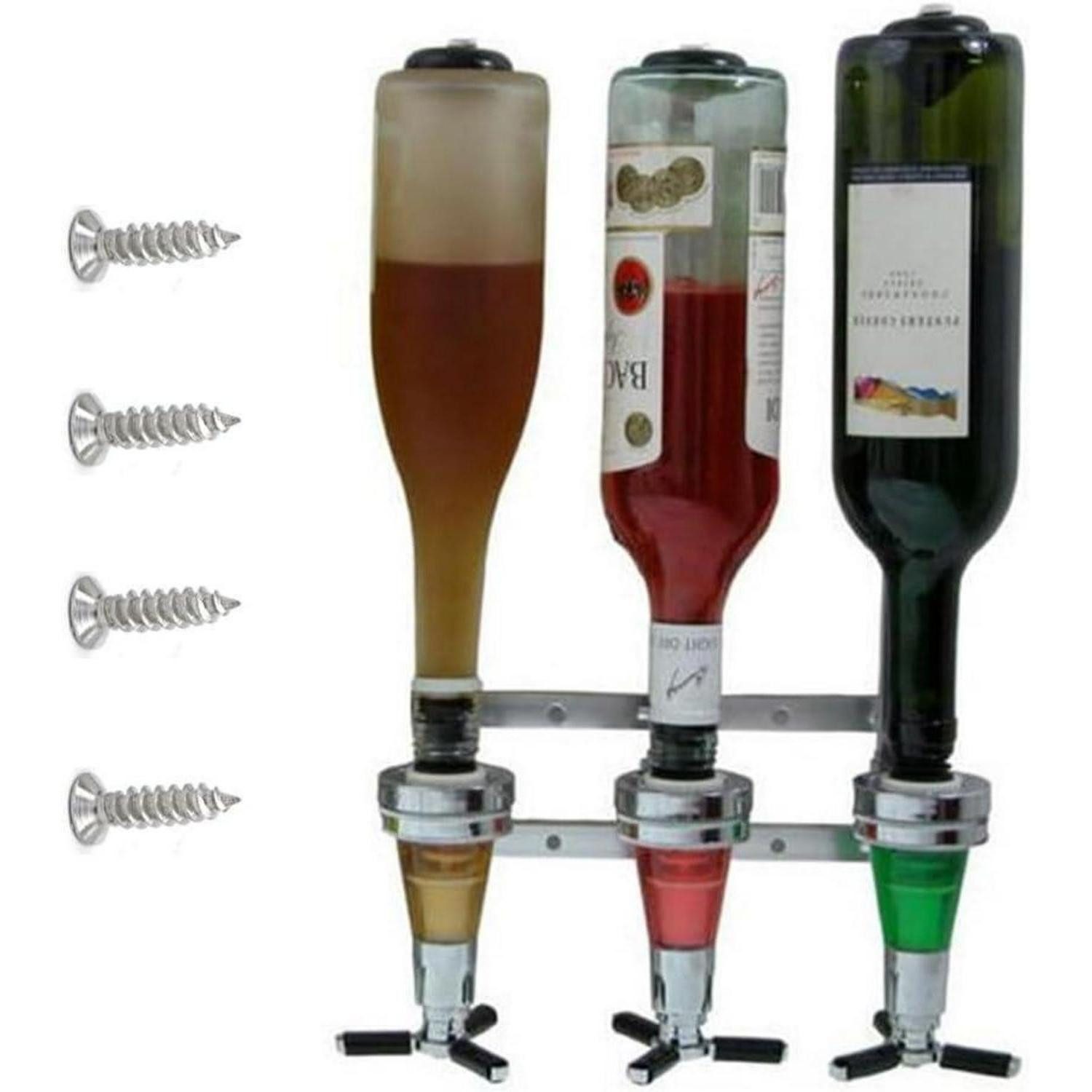 LuxusKollektion Bar-Butler Flaschenhalter Wand für 3 Flaschen Bar Butler Schnapsspender