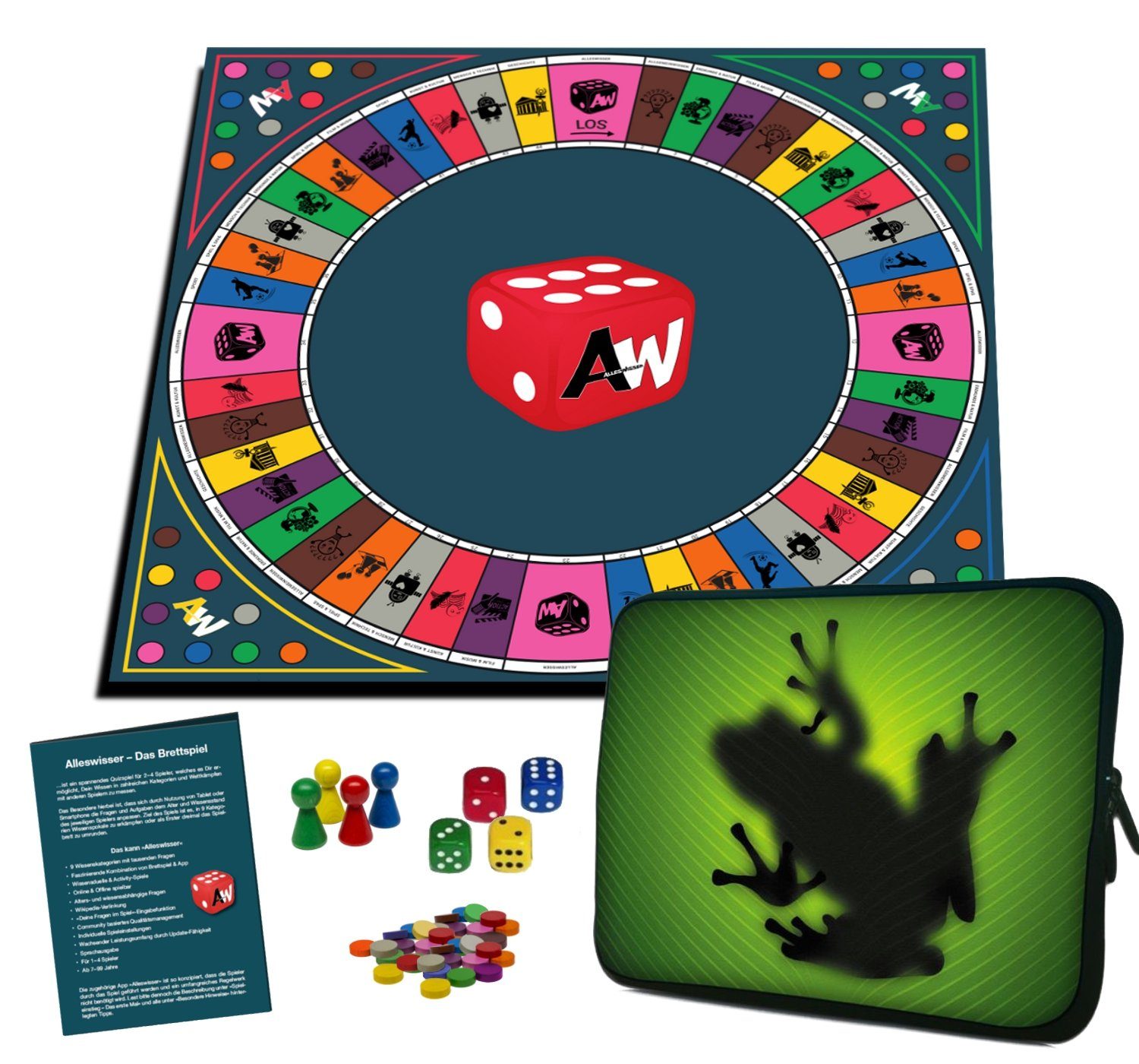 ALLESWISSER Spiel, Alleswisser - Das Brettspiel Interaktives Quiz-, Wissens-, Familienspiel mit App für iOS & Android Frosch Natur