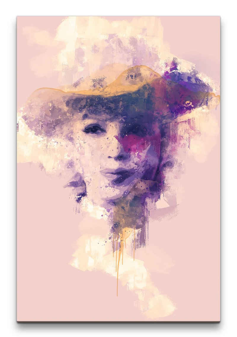 Sinus Art Leinwandbild Marilyn Monroe Porträt Abstrakt Kunst Filmikone Farben 60x90cm Leinwandbild