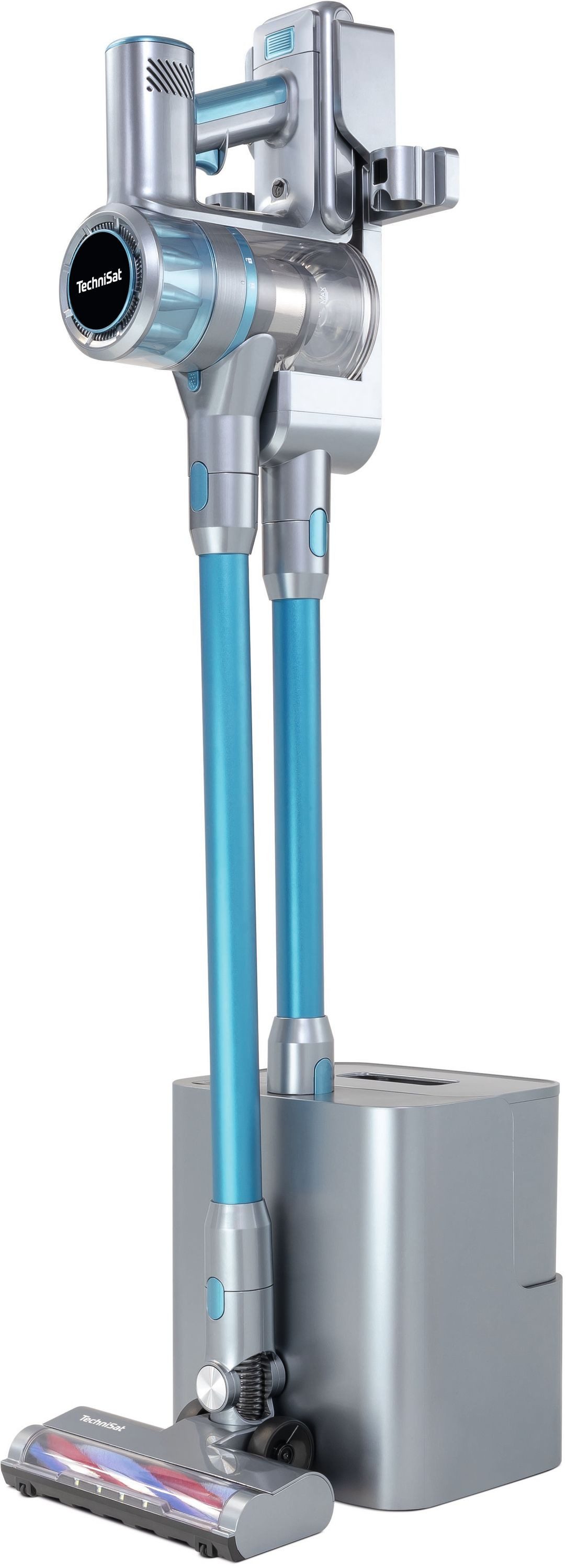 TechniSat Hand-und Stielstaubsauger TECHNIMAX AS3 Plus, 450 W, mit Beutel, 3L Absaugstation, bis zu 60 min Akku, LC-Display mit Anzeige, LED