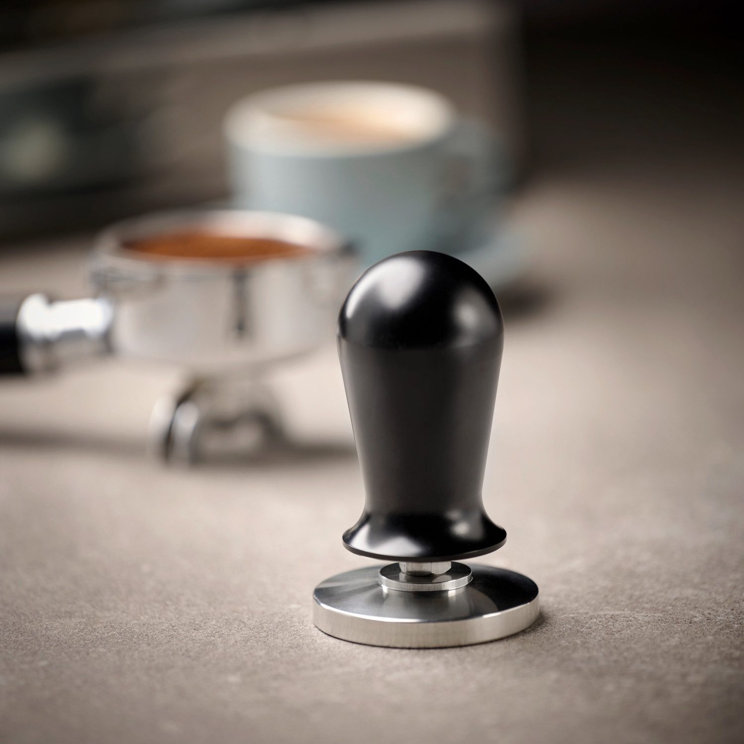 APS Tamper Espresso Tamper Ø 58 mm, Höhe ca. 10 cm, Griff mit Druckregulierung, aus Edelstahl, Aluminium, ca. 350 g