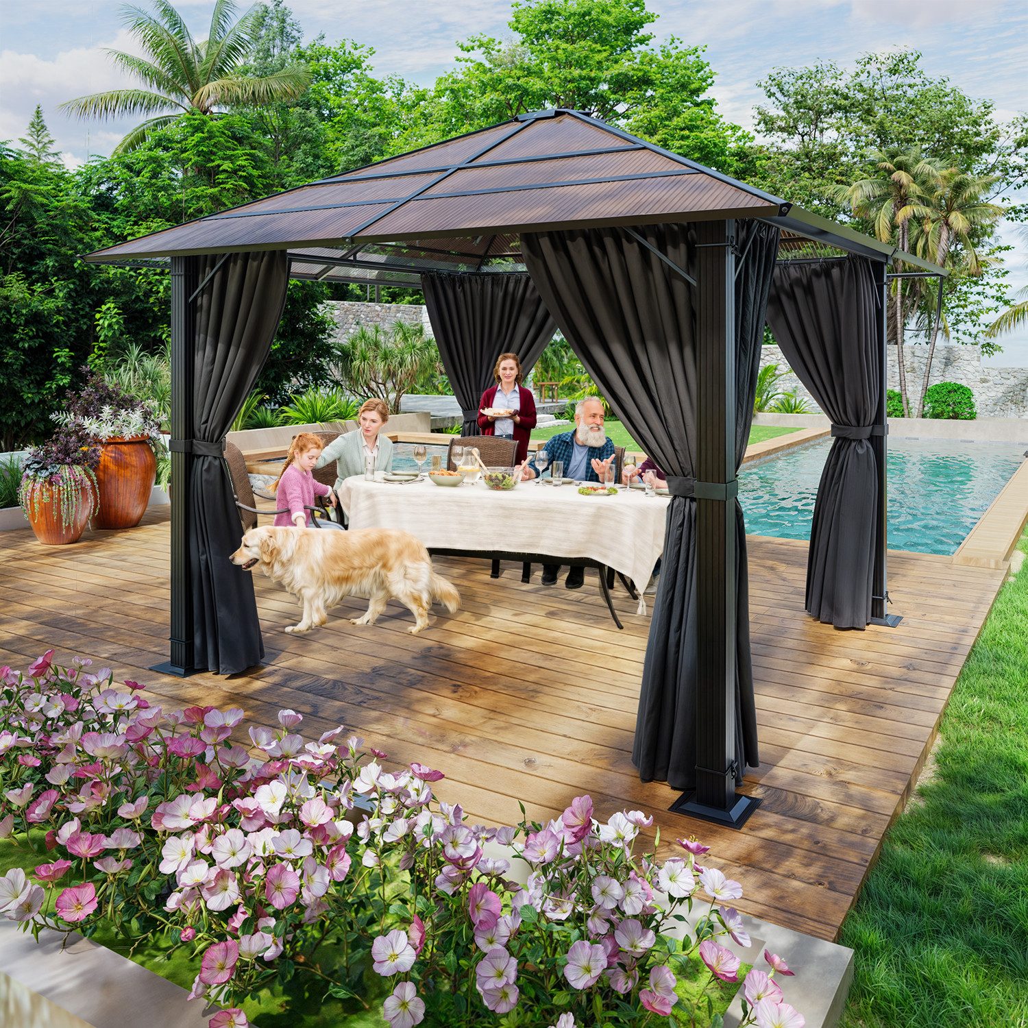 HOMALL Pavillon 3*3m/3*4m Gartenlaube - Aluminium günstig online kaufen