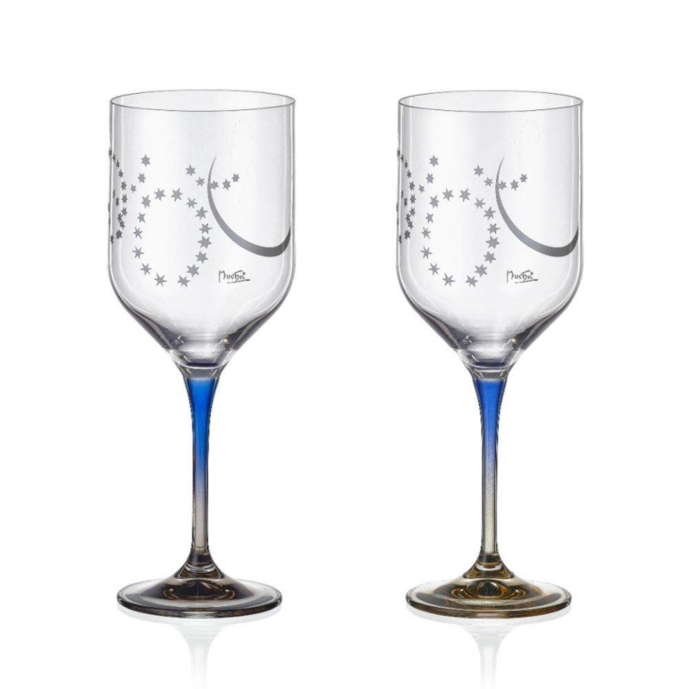 Crystalex Weinglas Mucha Moon Weingläser 400 ml (2er-Set), 2-tlg., Kristallglas, By Mucha, mehrfarbig, Kristallglas