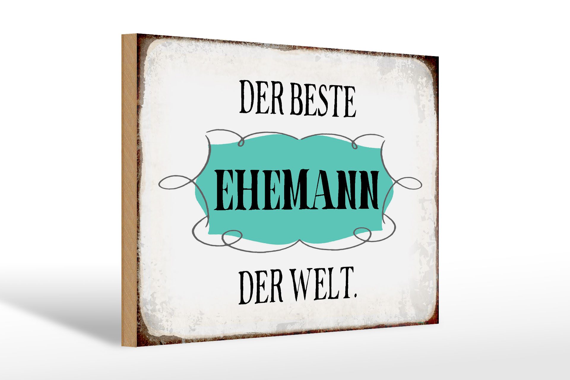 Femer GmbH Holzbild Spruch 30x20cm der beste Ehemann der Welt weißes