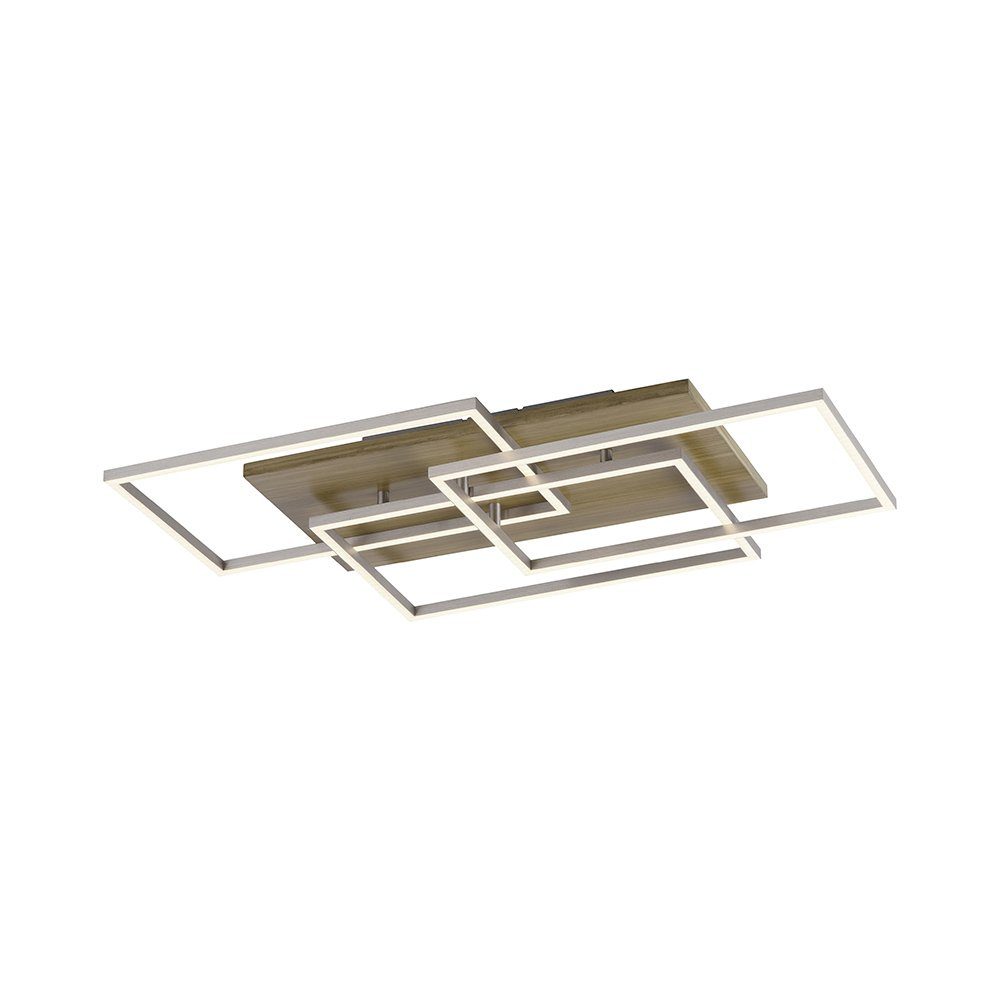 SellTec LED Deckenleuchte Deckenlampe Rahmen Holz, CCT-Farbtemperaturregelung, Dimmfunktion, Memoryfunkton, 3xLED-Board/12,00Watt, warmweiß bis kaltweiß, Farbtemperaturregelung Fernbedienung dimmbar eckig