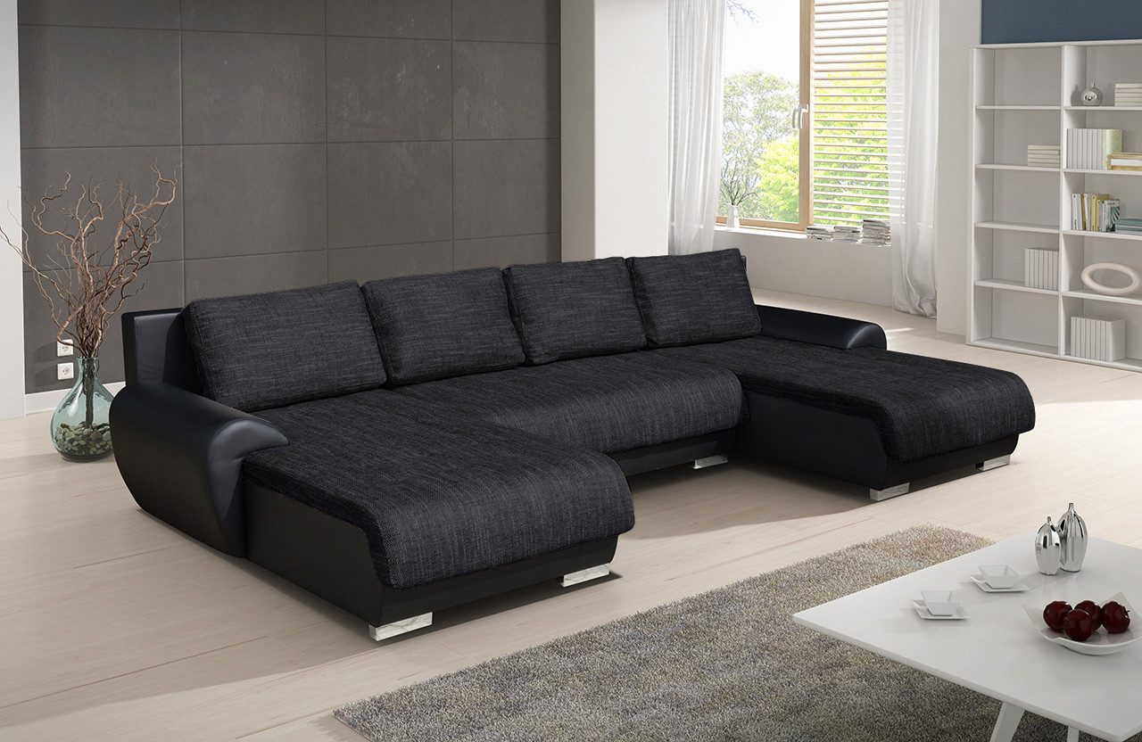 Sofnet Wohnlandschaft Otis, mit Schlaffunktion und Bettkasten, Ecksofa, U-Form Couch, Schlafsofa mit Bonell Federkern
