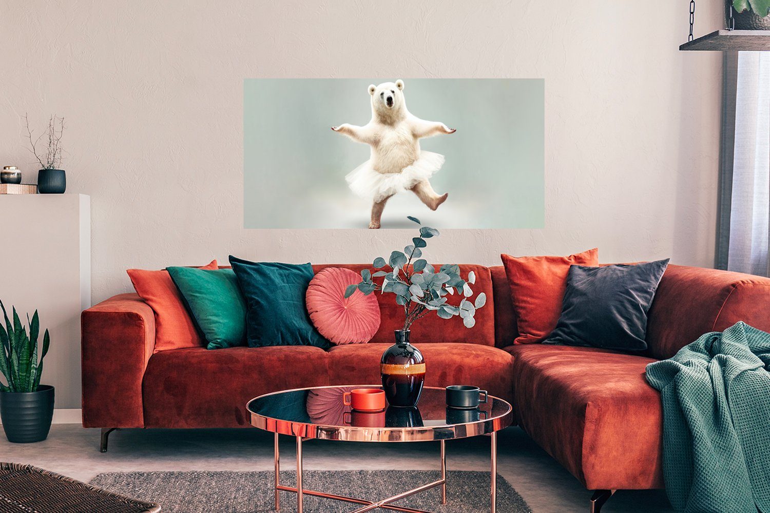 Poster Tutu Rahmen, - - Ohne St), Tiere Wanddeko - MuchoWow für Weiß Wohnzimmer, Bild Schlafzimmer, - Eisbär Kinder, Wandposter, (1 Porträt -