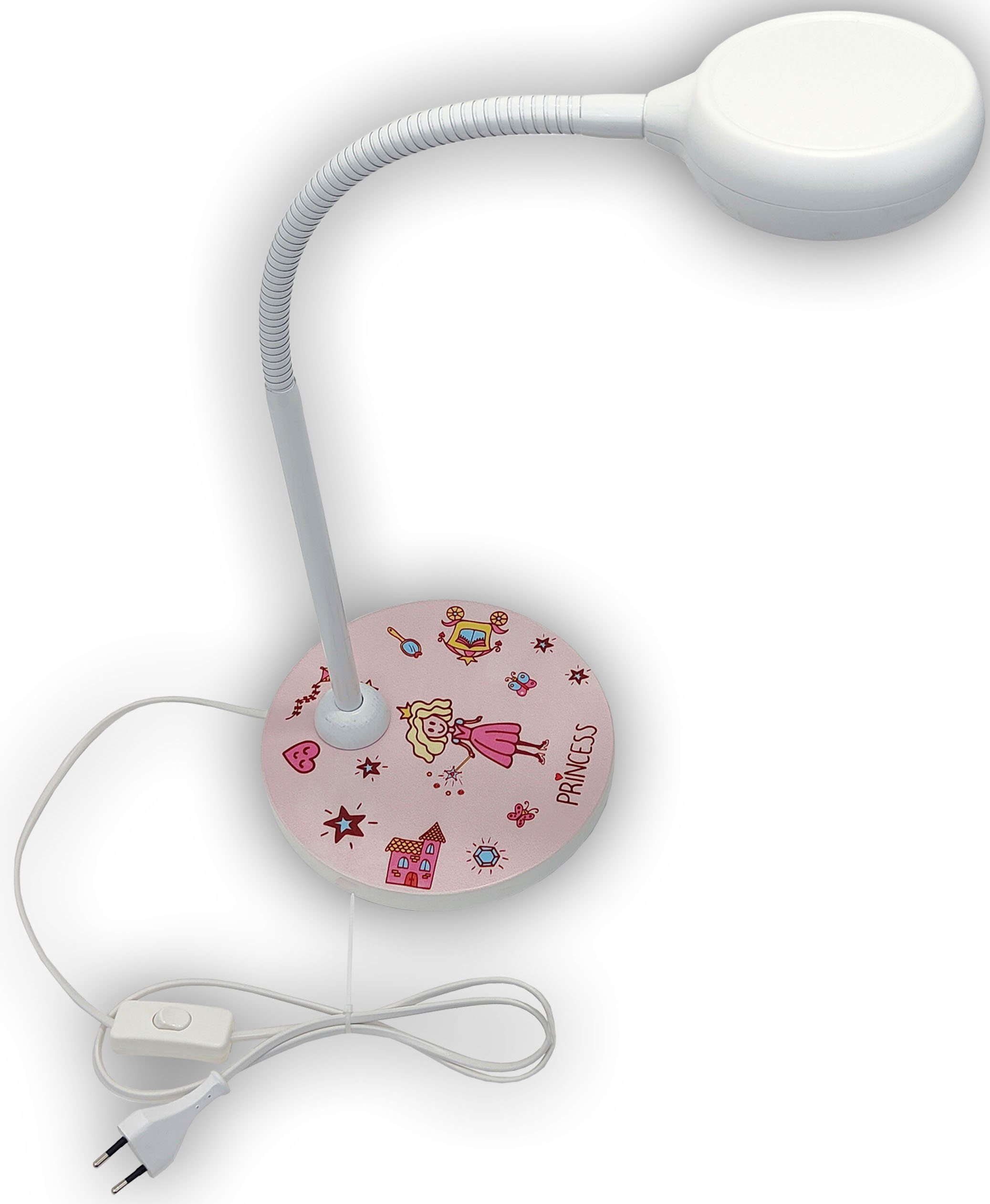 niermann Tischleuchte Princess, Kinderlampe, Kinderzimmer, Flexiebler Holzsockel