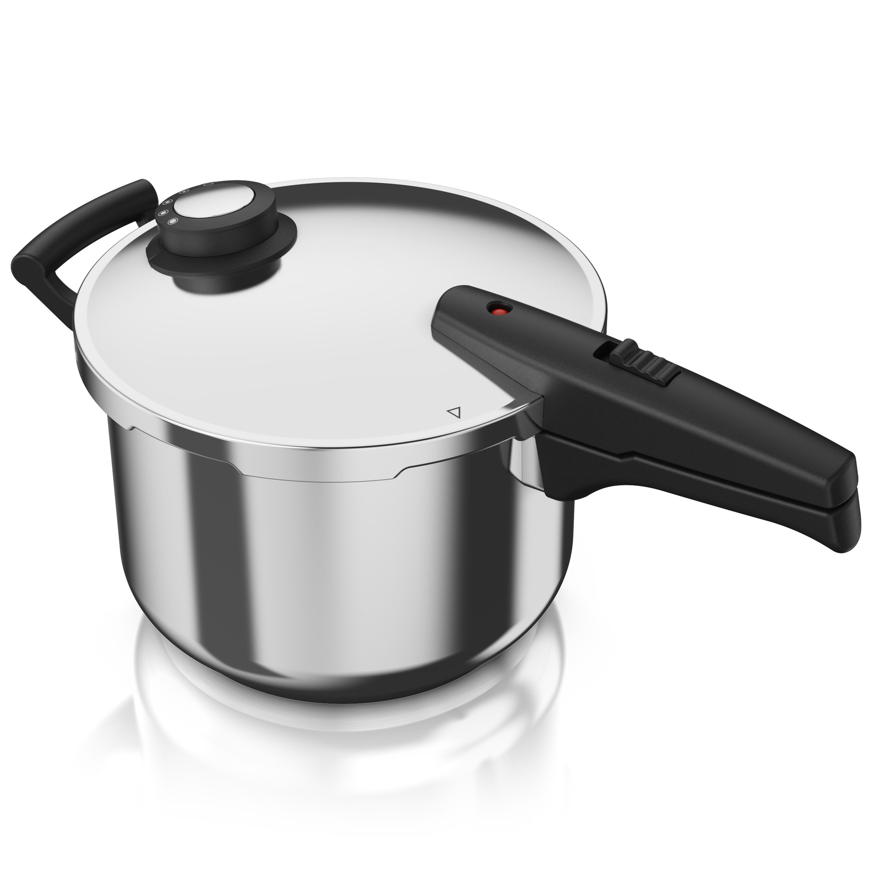 Arendo Schnellkochtopf Edelstahl Dampfkochtopf 6 Liter mit Sicherheitssystem, 5 Kochvarianten, Edelstahl (1-tlg), Dampfgaren, Einkochen, Für Induktionsherde, Gasherde und Ceranfelder