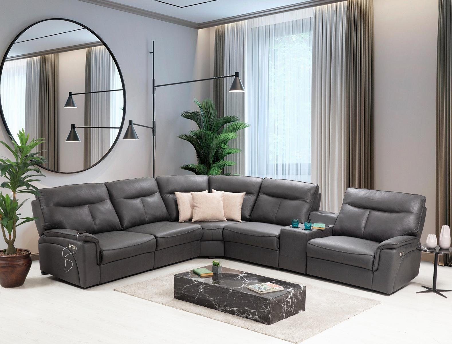 Ecksofa Teile, Couch Modern, Design Sofa JVmoebel in Möbel Ecksofa L-Form Luxus 3 Polster Made Europa