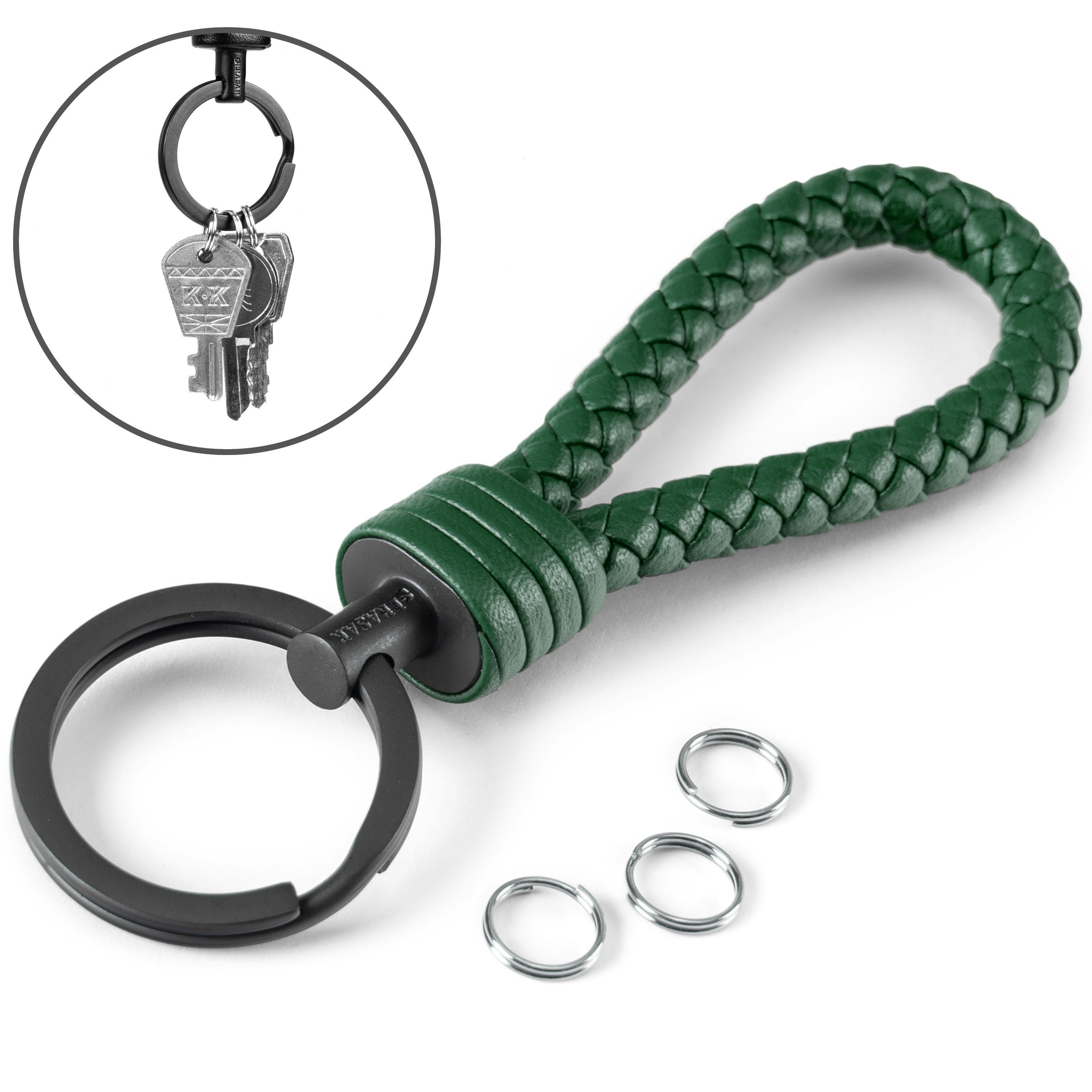 "Strong" (1-tlg), kleine für Grün Zusatzringe Schlüsselanhänger SERASAR Schlüssel Leder Schlüsselanhänger