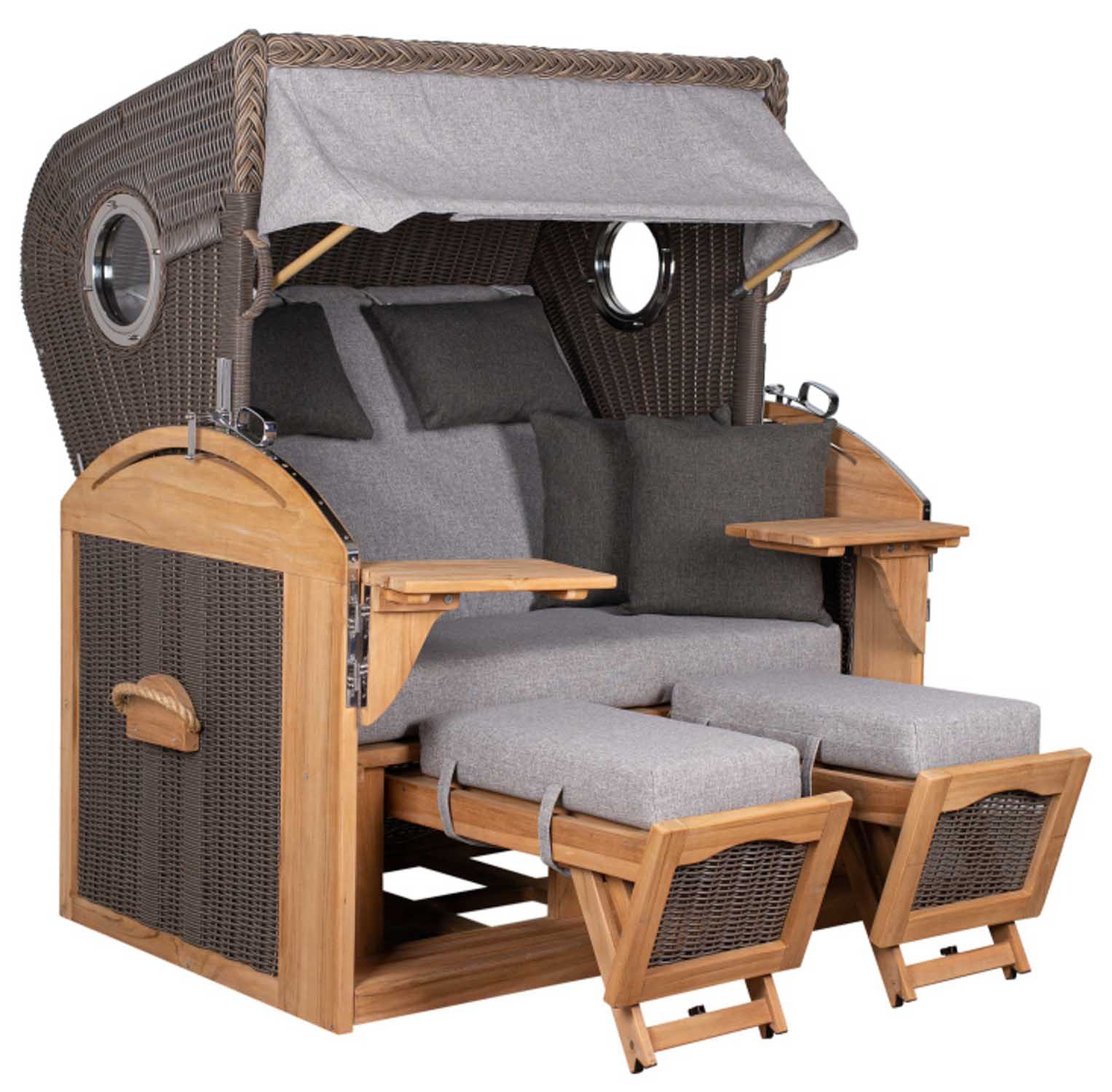 Strandkorb Schillig XL Bullauge Teak PE Grey Dessin 570
