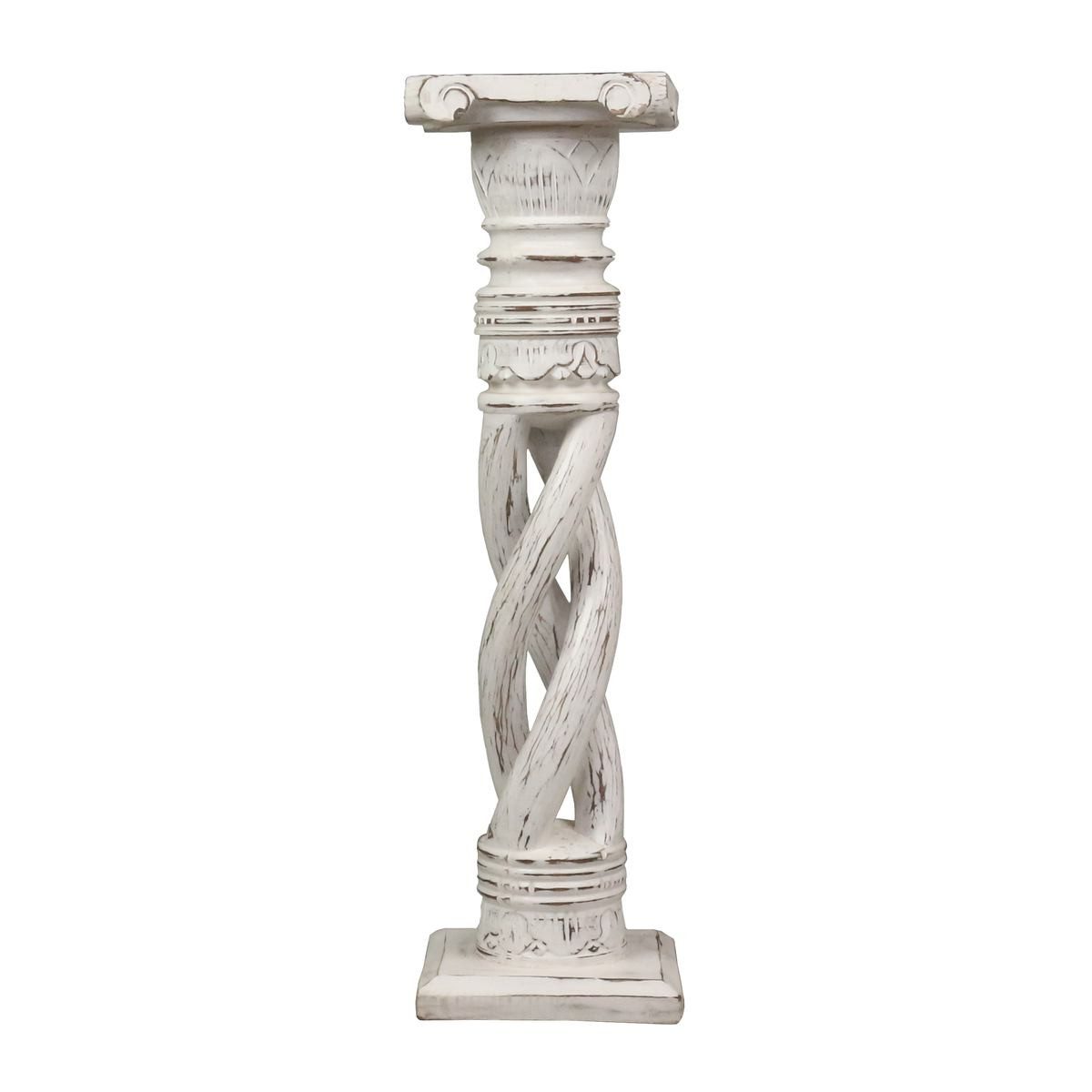 Oriental Galerie Blumenhocker Gedrehte Säule Antik Dunkelbraun 60 cm klein (1 St) – Bild 4 von 5