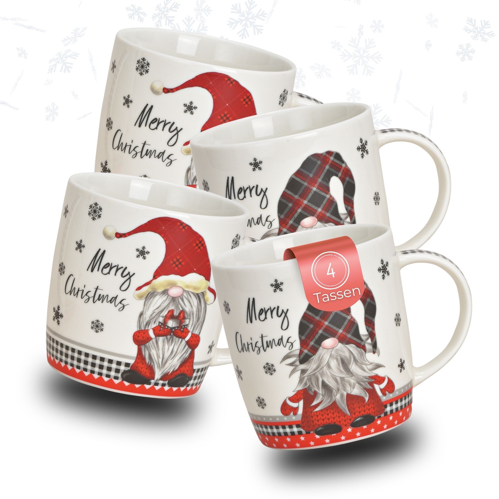 matches21 HOME & HOBBY Tasse, Wichtel Merry Christmas/weiß, Gr. 350 ml
