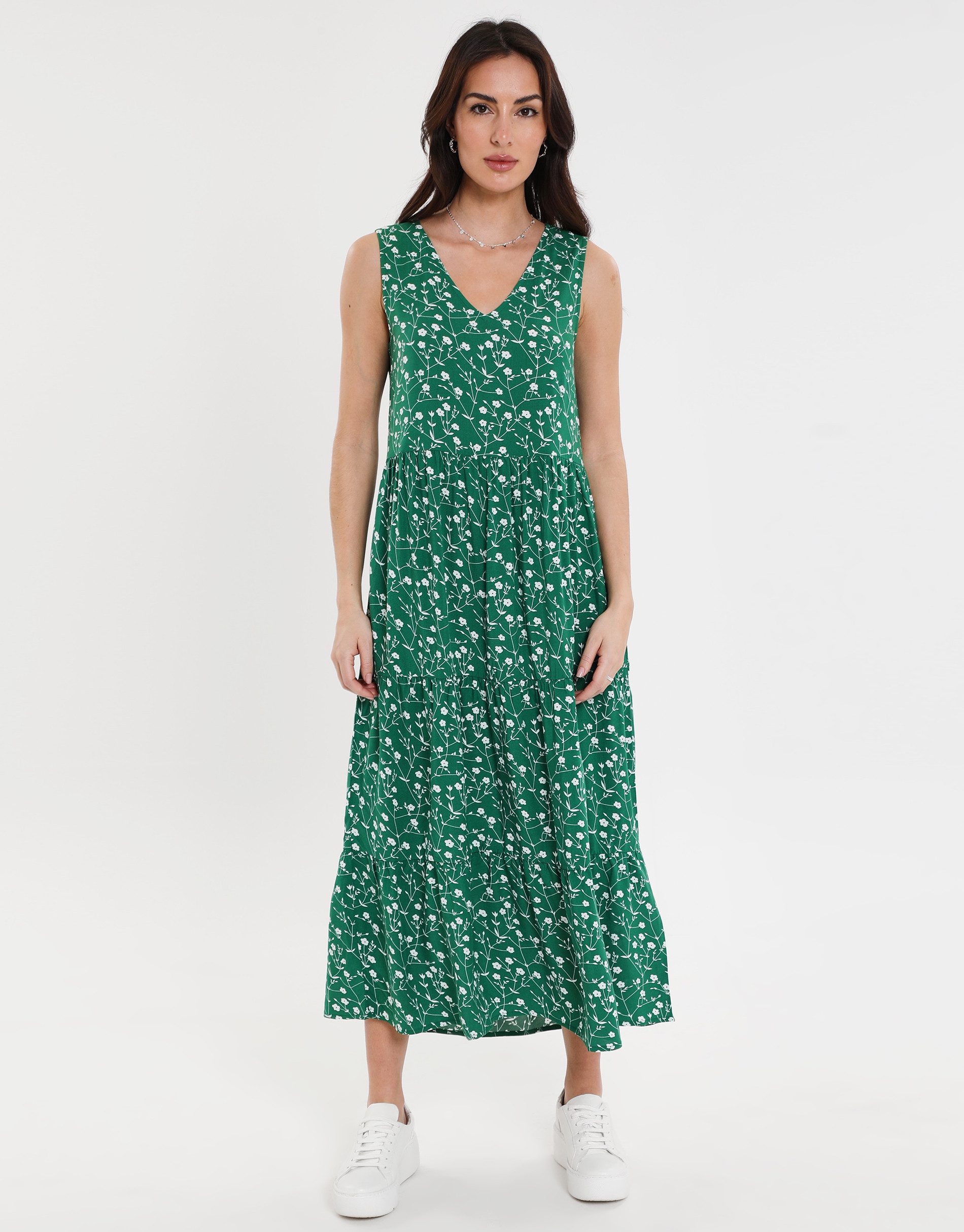 Threadbare Sommerkleid THB Rocks Tiered V mit schönem Print