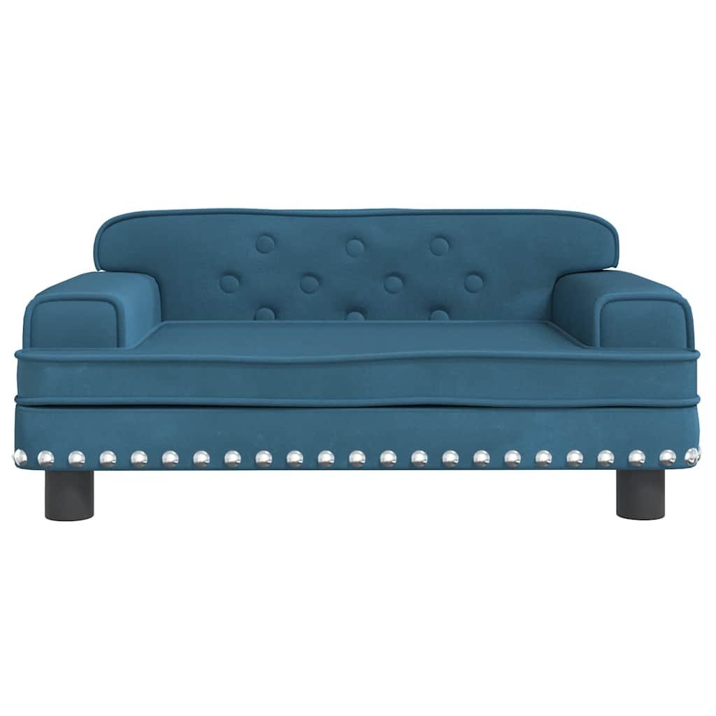 furnicato Tierbett Hundebett Blau 70 x 45 x 30 cm mit Samtbezug und Massivholzrahmen, Samt, Weiches Haustier-Sofa mit Schaumstoffpolsterung für kleine Hunde