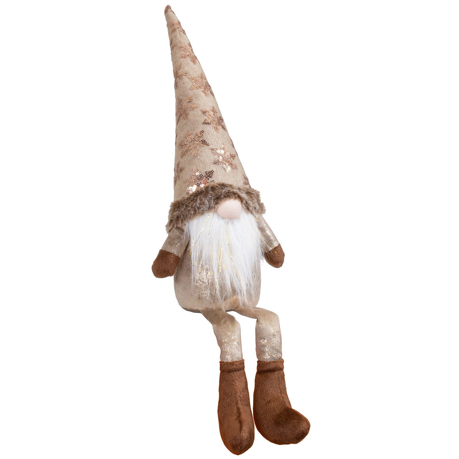 Christmas Paradise Wichtel sitzend 25 cm (55 cm) (Dekofigur, 1 St., Kantenhocker), Weihnachtsdeko Gnom beige-gold