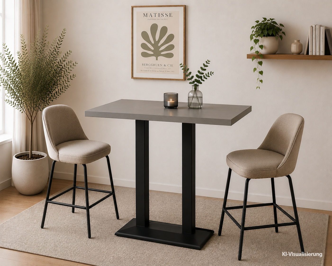 Mäusbacher Bistrotisch Big Bistro Metall, Doppelsäulengestell, eckige Platte BHT 120x105x70 cm