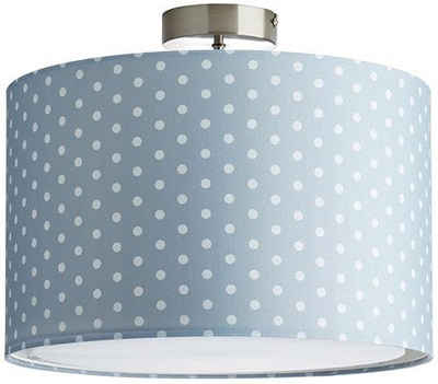 Lüttenhütt Deckenleuchte »Prick«, Deckenlampe mit Punkte - Stoffschirm Ø 40 cm, grau / weiß gepunktet, Höhe 32 cm