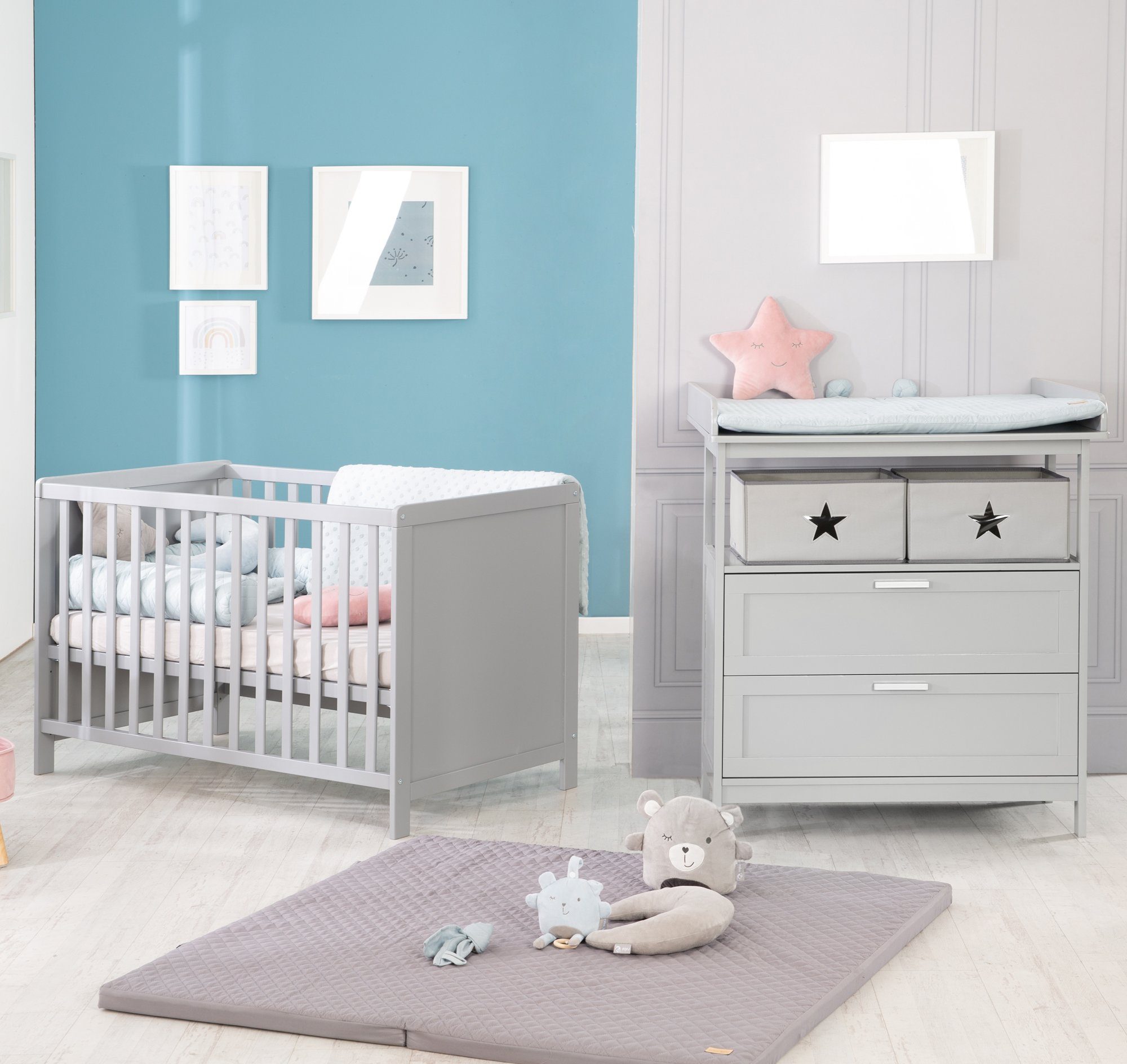 roba® Babymöbel-Set »Hamburg«, (Spar-Set, 2-St., Kinderbett, Wickelkommode), mit Kinderbett und ...
